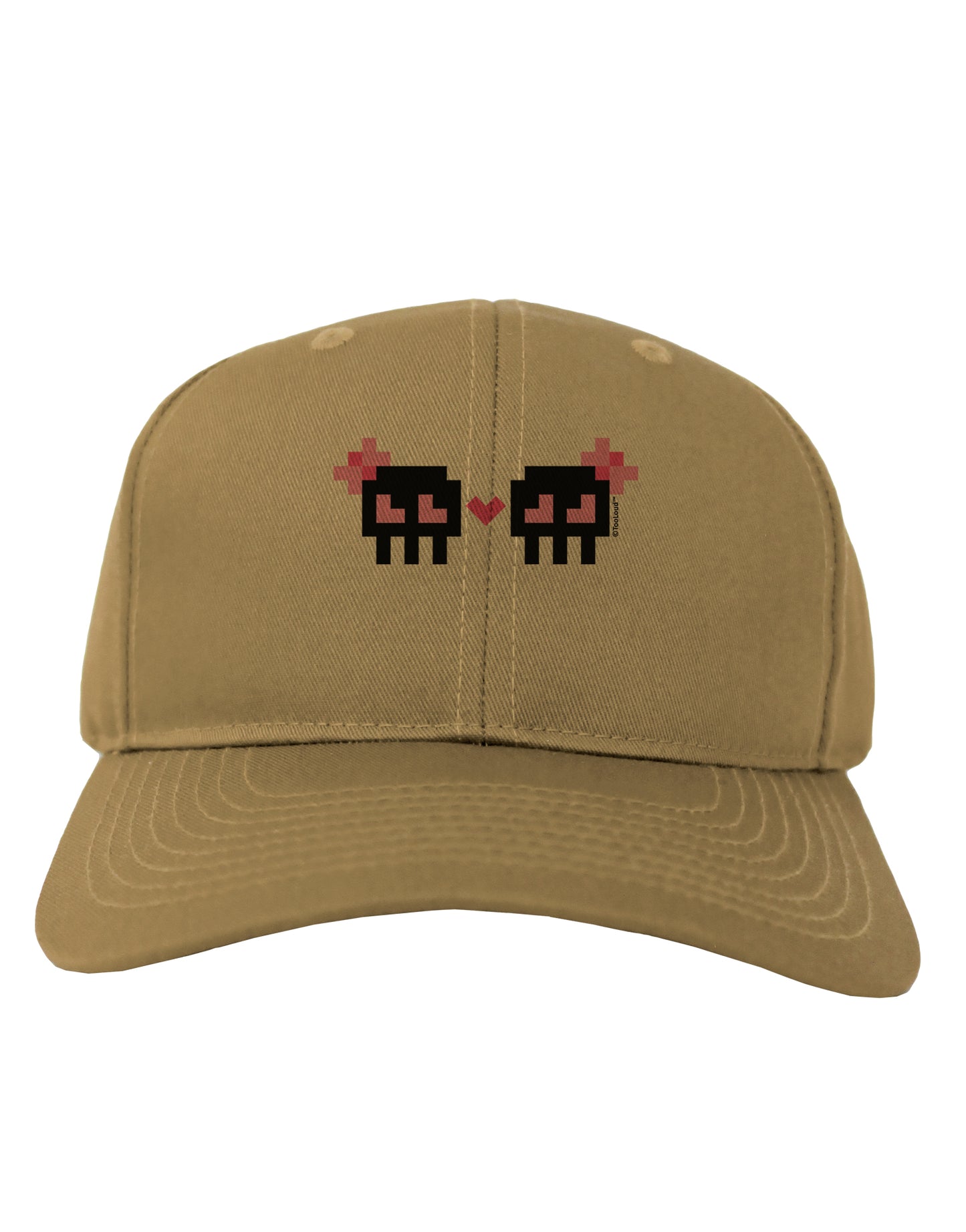 8-Bit Skull Love - Girl and Girl Adult Baseball Cap Hat-Baseball Cap-TooLoud-Khaki-One Size-Davson Sales