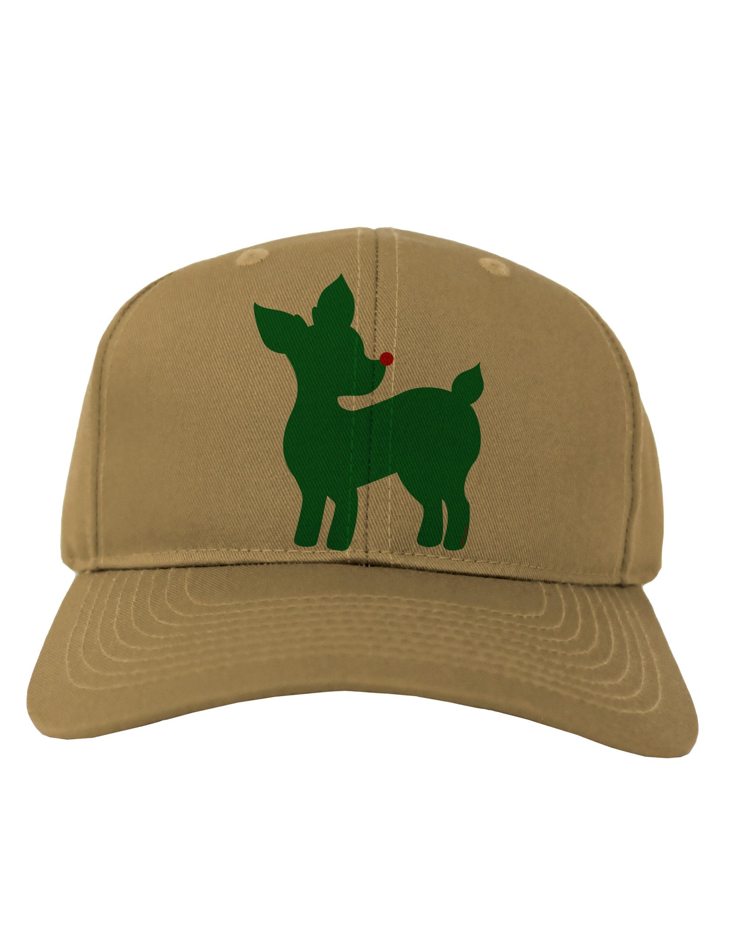 Cute Red and Green Rudolph - Christmas Adult Baseball Cap Hat by TooLoud-Baseball Cap-TooLoud-Khaki-One Size-Davson Sales