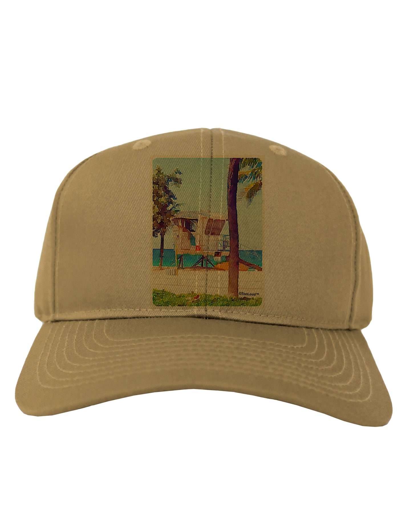 Lifeguard Station Watercolor Adult Baseball Cap Hat-Baseball Cap-TooLoud-Khaki-One Size-Davson Sales