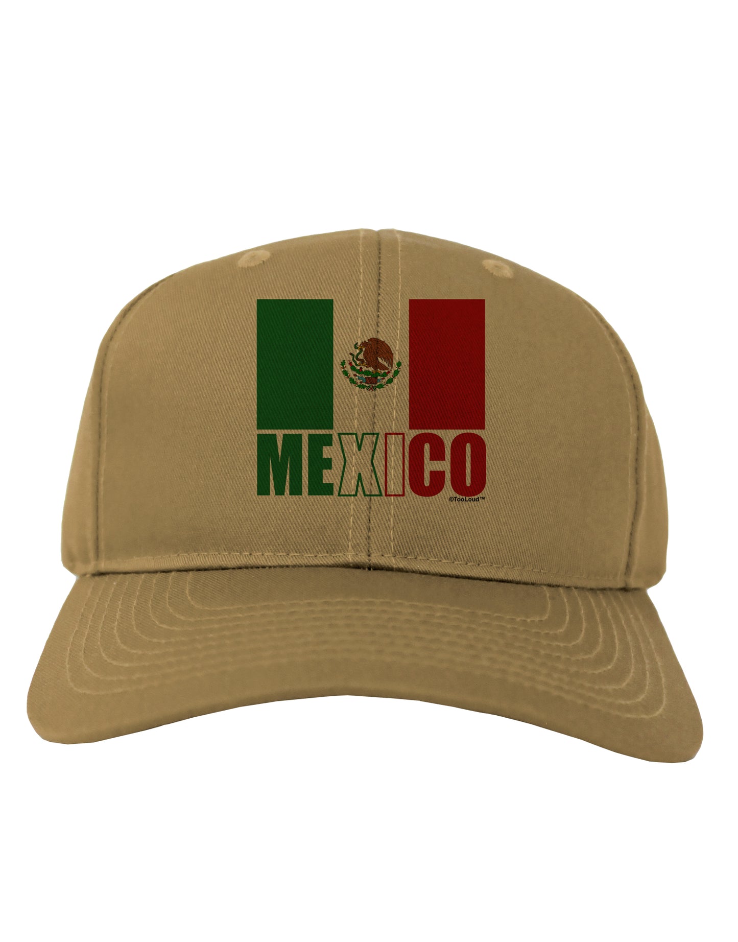 Mexican Flag - Mexico Text Adult Baseball Cap Hat by TooLoud-Baseball Cap-TooLoud-Khaki-One Size-Davson Sales