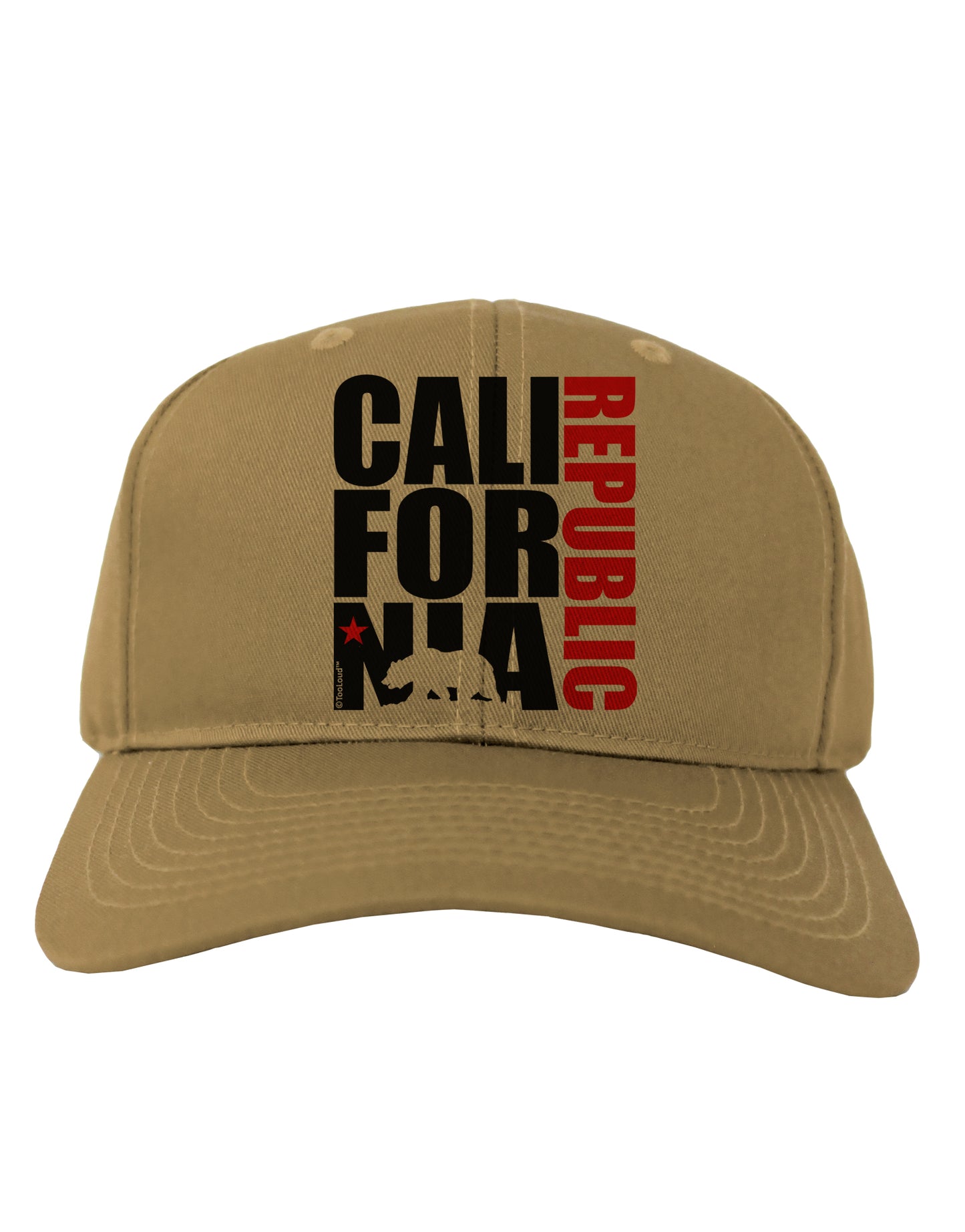 California Republic Design - California Red Star and Bear Adult Baseball Cap Hat by TooLoud-Baseball Cap-TooLoud-Khaki-One Size-Davson Sales