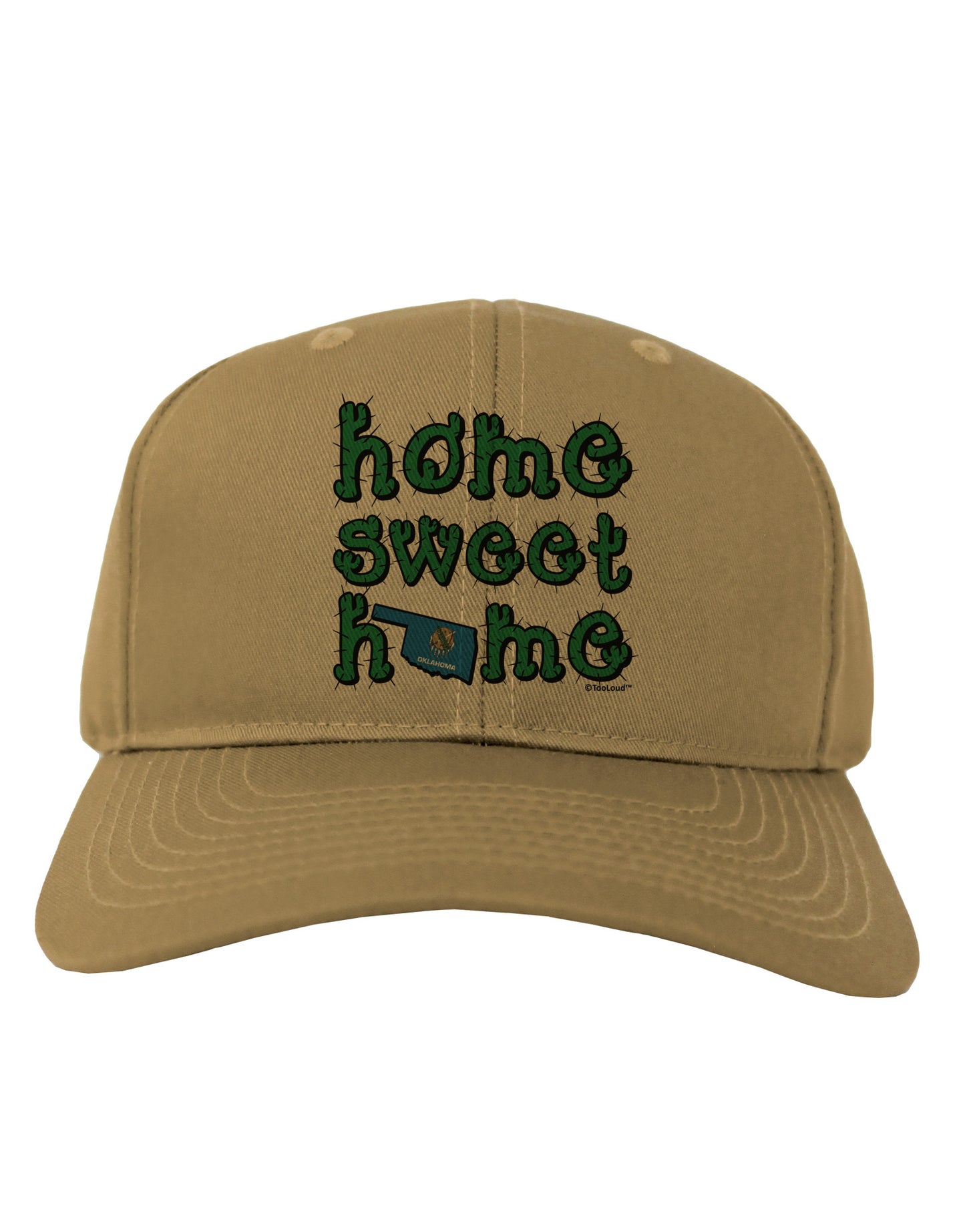 Home Sweet Home - Oklahoma - Cactus and State Flag Adult Baseball Cap Hat by TooLoud-Baseball Cap-TooLoud-Khaki-One Size-Davson Sales
