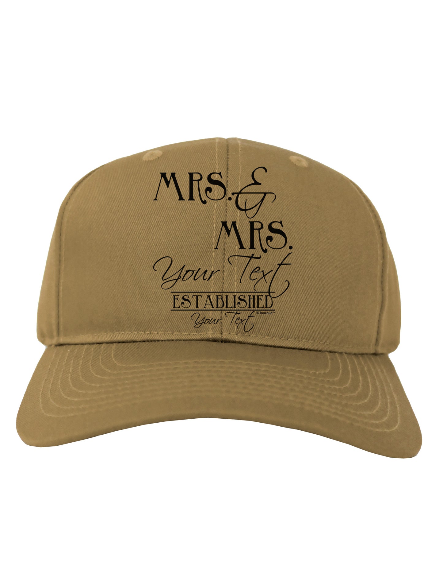 Personalized Mrs and Mrs Lesbian Wedding - Name- Established -Date- Design Adult Baseball Cap Hat-Baseball Cap-TooLoud-Khaki-One Size-Davson Sales