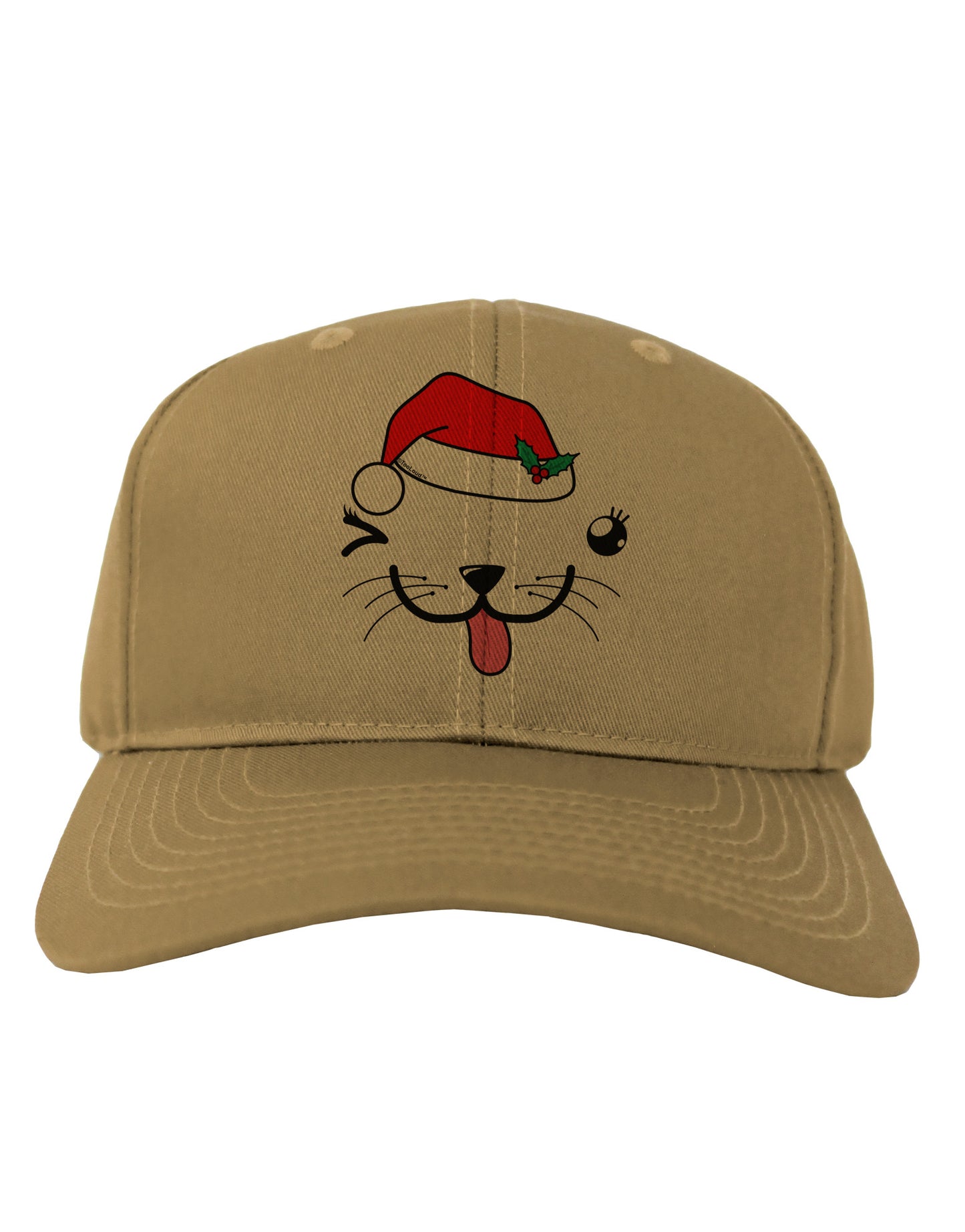Kyu-T Face Puppina Santa Girl Dog Adult Baseball Cap Hat-Baseball Cap-TooLoud-Khaki-One Size-Davson Sales