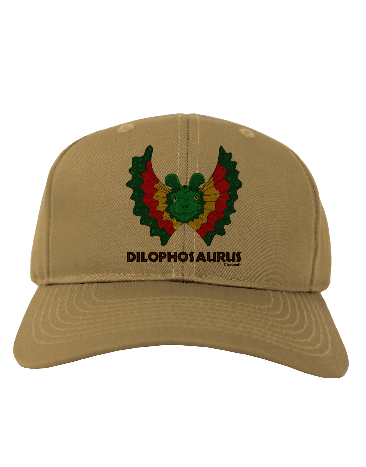 Dilophosaurus Design - Color - Text Adult Baseball Cap Hat by TooLoud-Baseball Cap-TooLoud-Khaki-One Size-Davson Sales