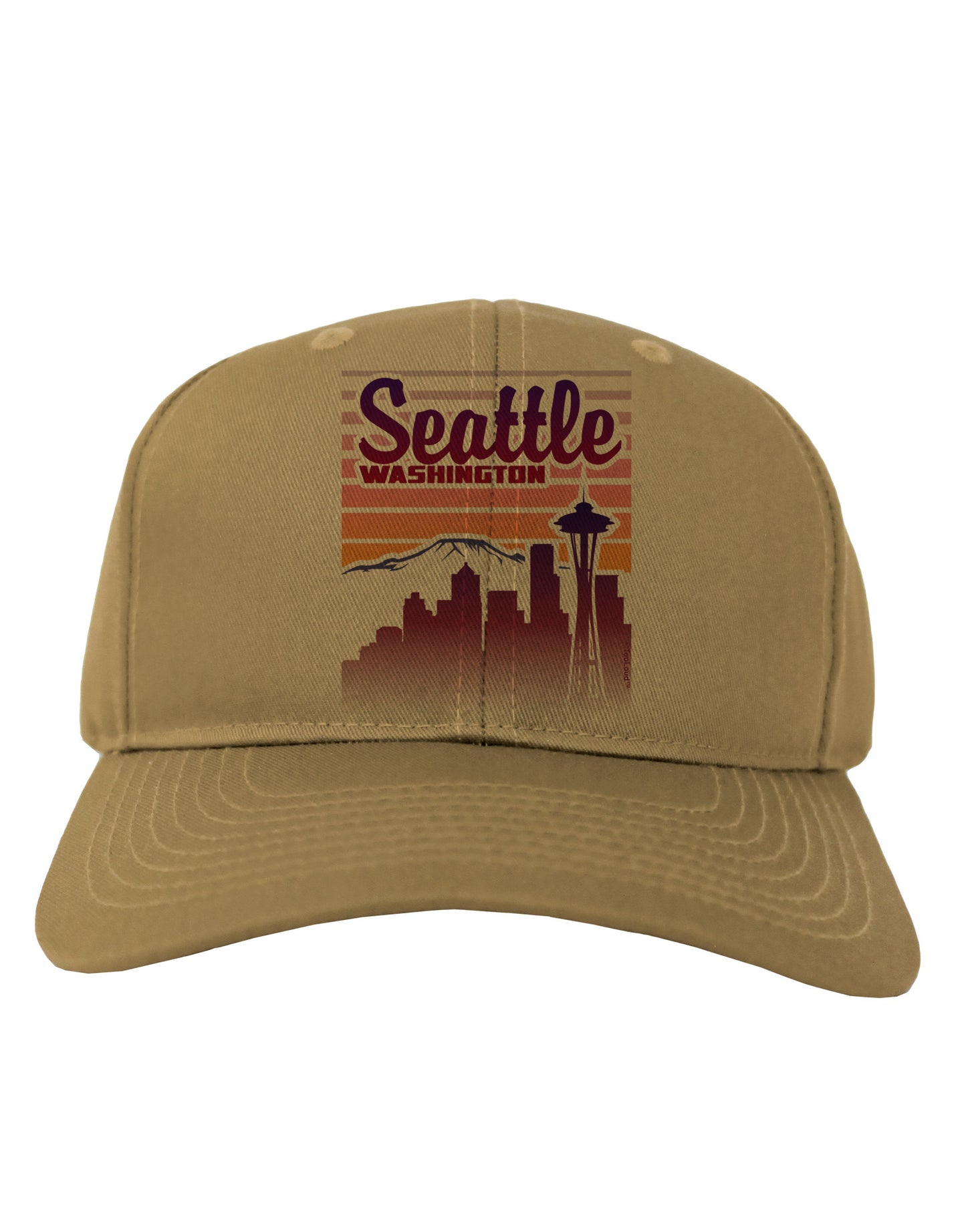 Seattle Washington Sunset Adult Baseball Cap Hat-Baseball Cap-TooLoud-Khaki-One Size-Davson Sales