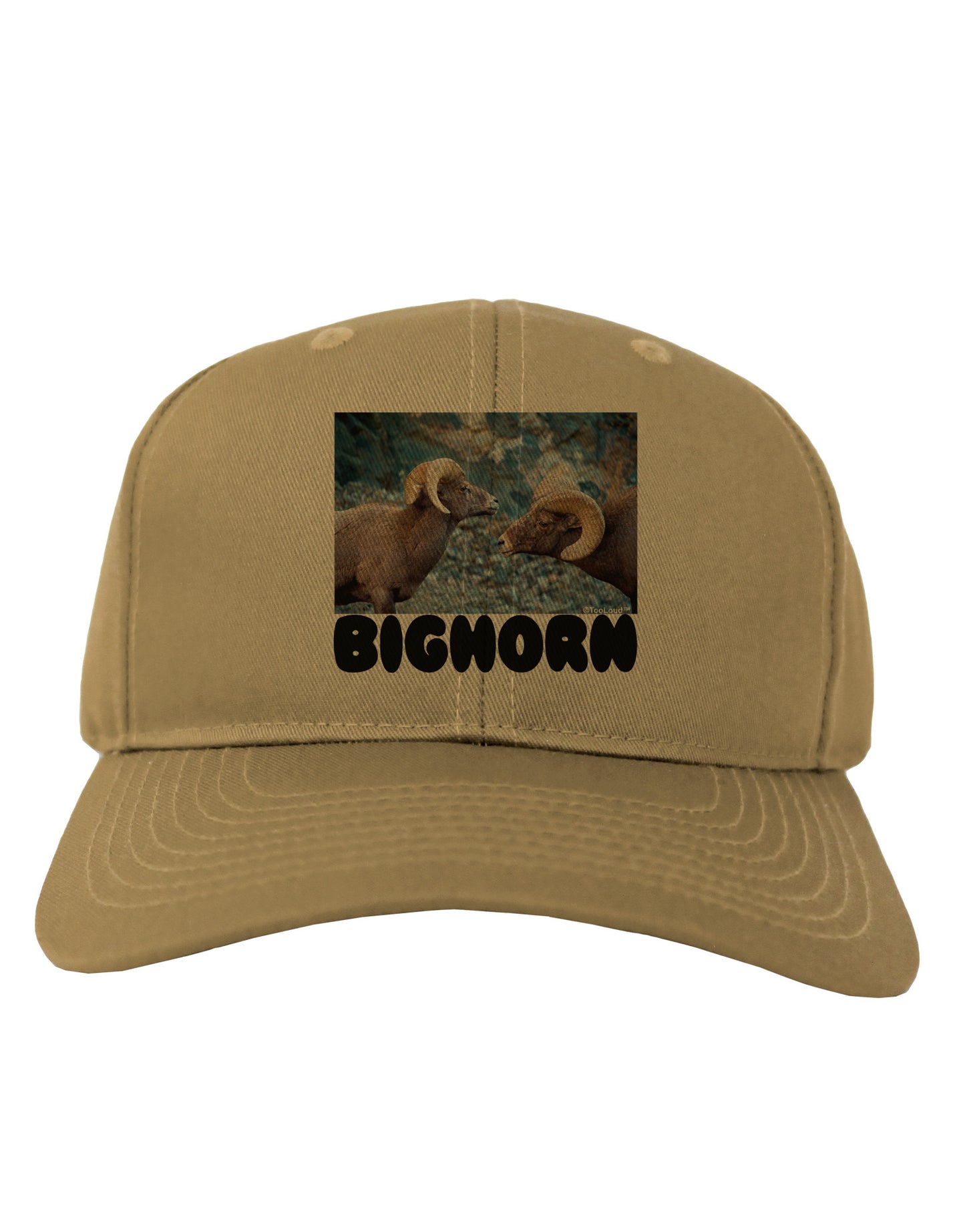 Two Bighorn Rams Text Adult Baseball Cap Hat-Baseball Cap-TooLoud-Khaki-One Size-Davson Sales