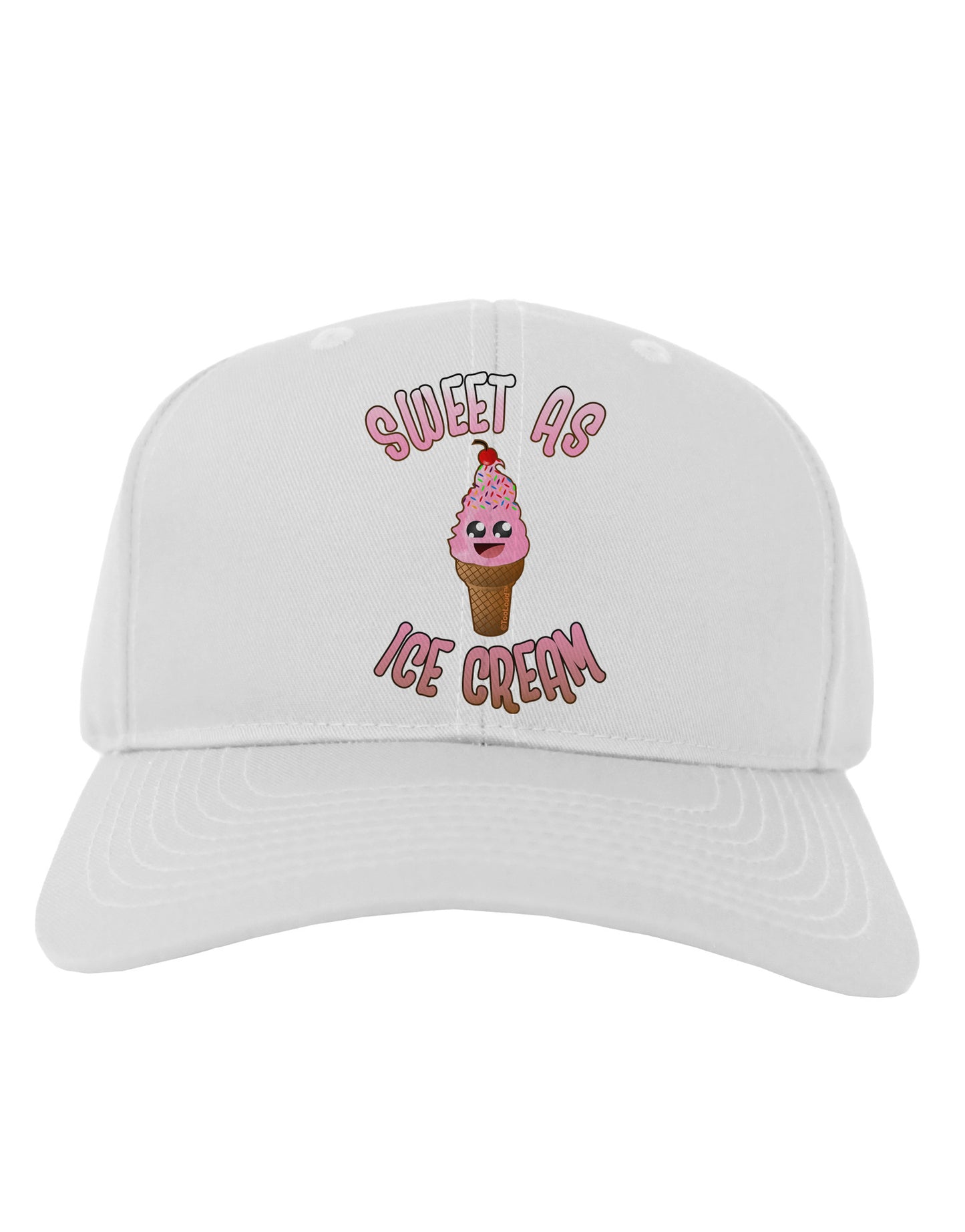 Cute Ice Cream Cone - Sweet As Ice Cream Adult Baseball Cap Hat-Baseball Cap-TooLoud-White-One Size-Davson Sales