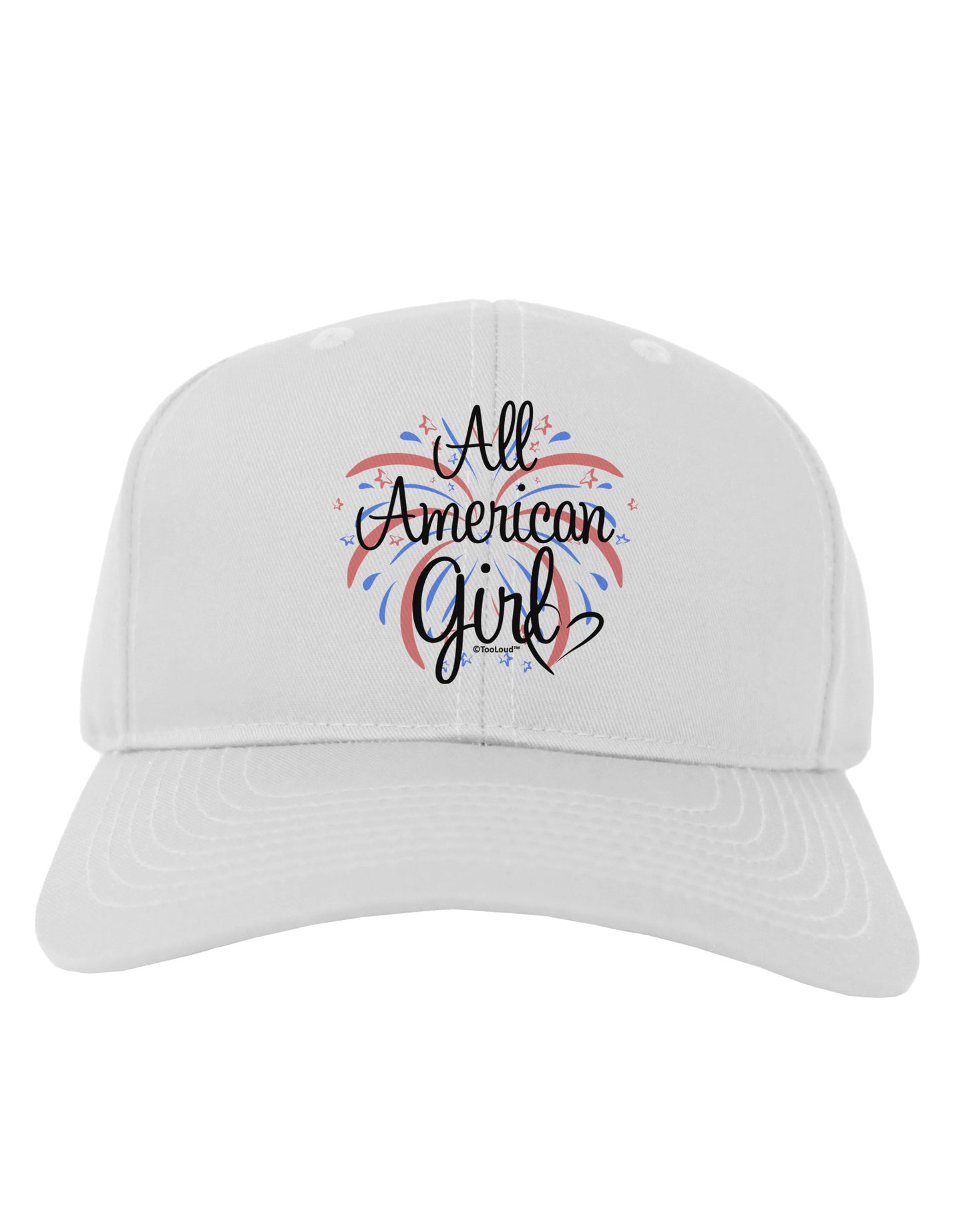 All American Girl - Fireworks and Heart Adult Baseball Cap Hat by TooLoud-Baseball Cap-TooLoud-White-One Size-Davson Sales