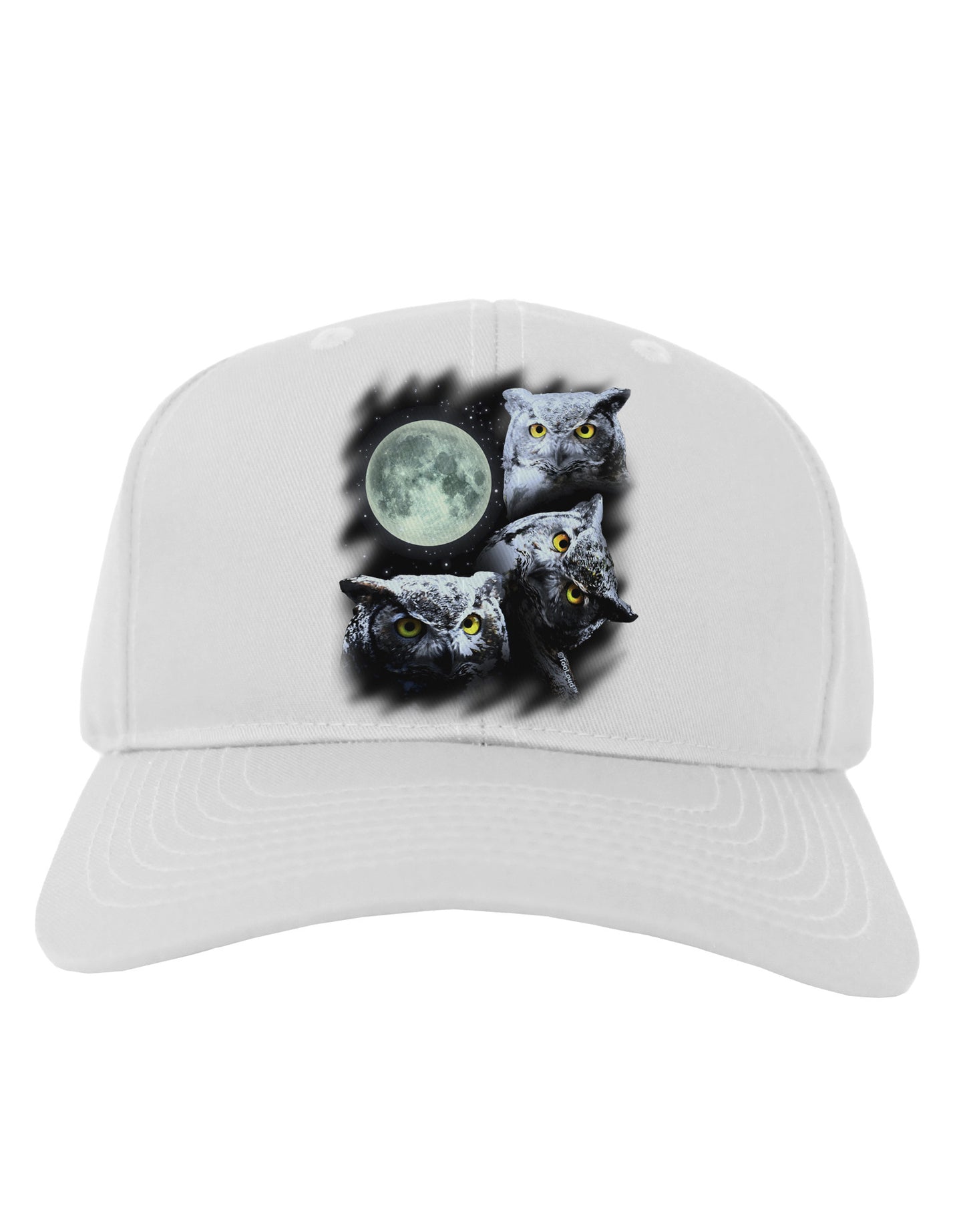 Three Owls and Moon Adult Baseball Cap Hat-Baseball Cap-TooLoud-White-One Size-Davson Sales