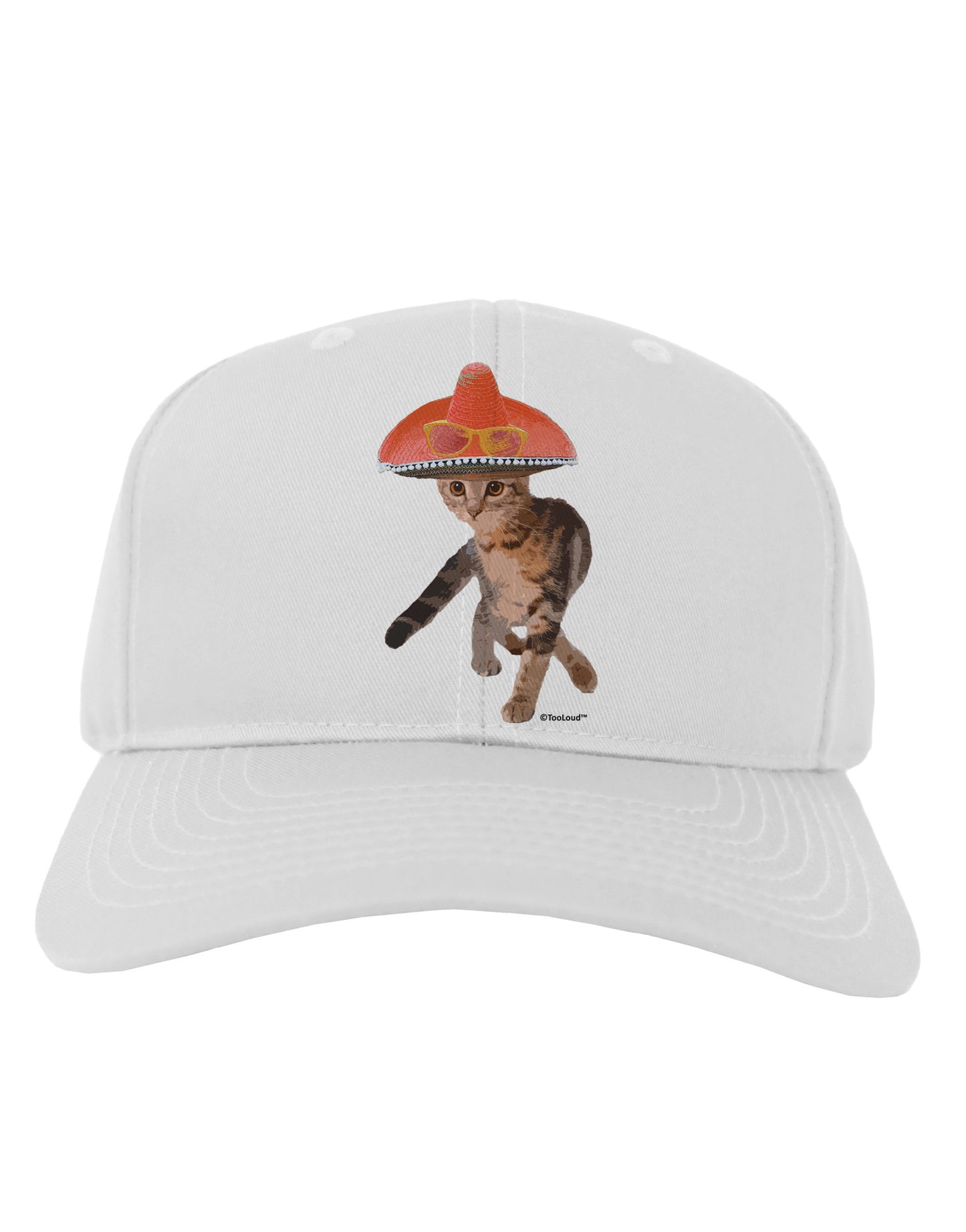 Cat with Pink Sombrero and Sunglasses Adult Baseball Cap Hat by TooLoud-Baseball Cap-TooLoud-White-One Size-Davson Sales