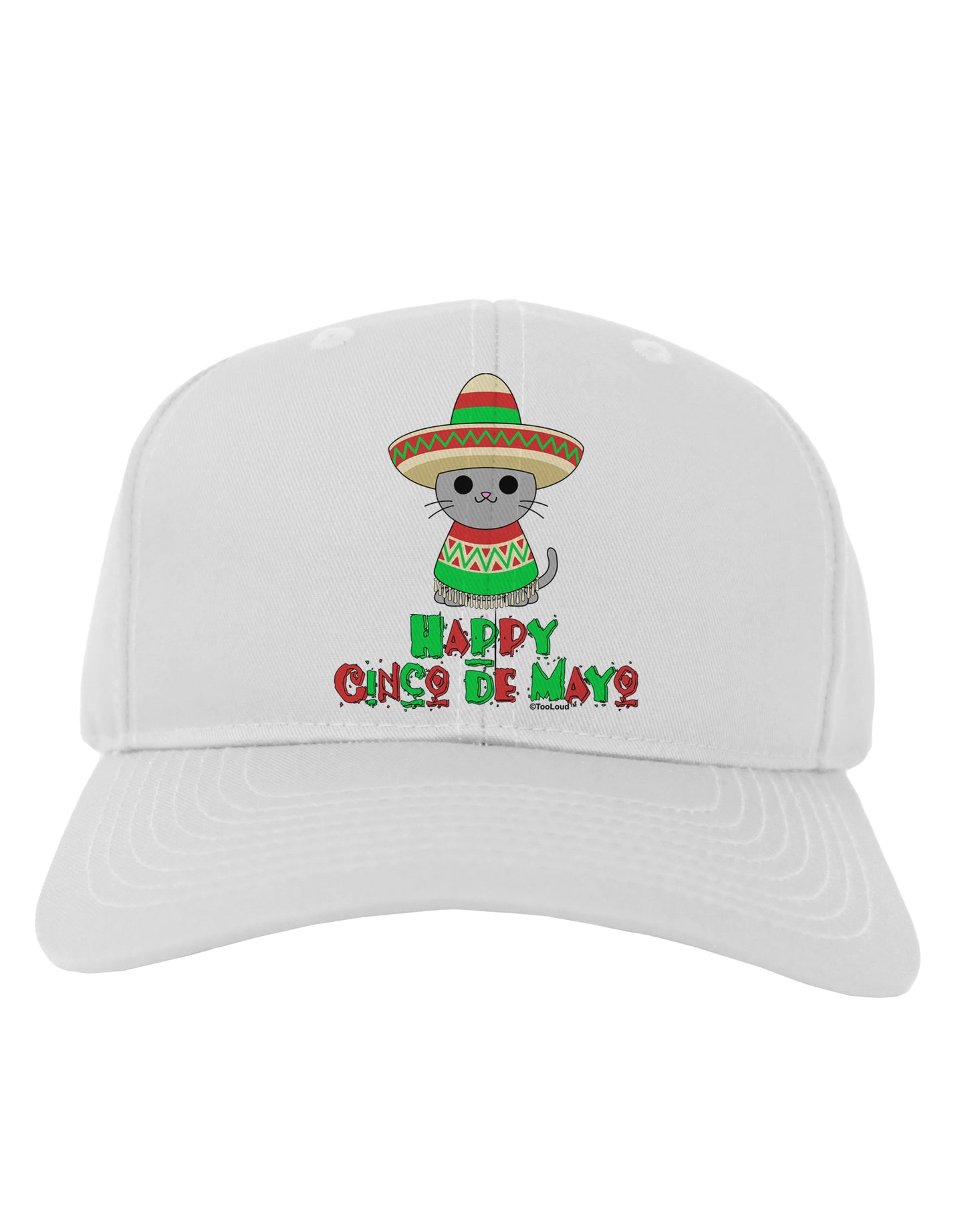 Happy Cinco de Mayo Cat Adult Baseball Cap Hat by TooLoud-Baseball Cap-TooLoud-White-One Size-Davson Sales