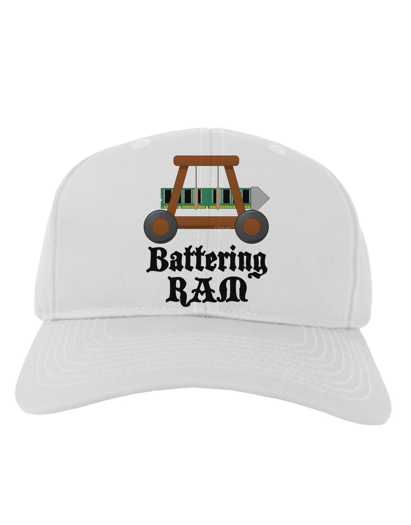 Battering RAM Text Adult Baseball Cap Hat-Baseball Cap-TooLoud-White-One Size-Davson Sales