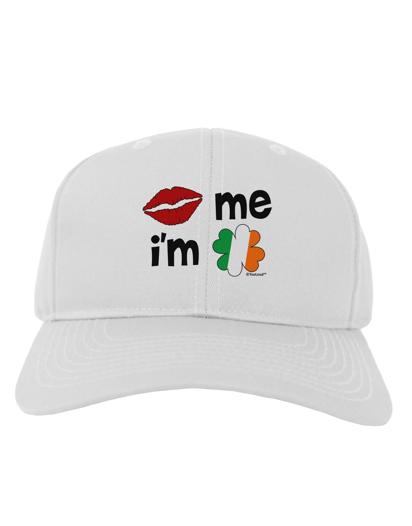 Kiss and Irish Flag Shamrock - Kiss Me I'm Irish Adult Baseball Cap Hat by TooLoud-Baseball Cap-TooLoud-White-One Size-Davson Sales