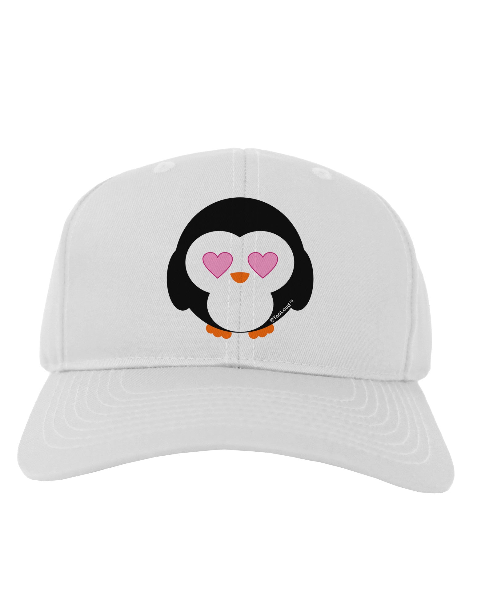 Cute Penguin - Heart Eyes Adult Baseball Cap Hat by TooLoud-Baseball Cap-TooLoud-White-One Size-Davson Sales