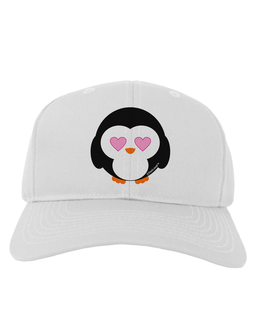 Cute Penguin - Heart Eyes Adult Baseball Cap Hat by TooLoud-Baseball Cap-TooLoud-White-One Size-Davson Sales