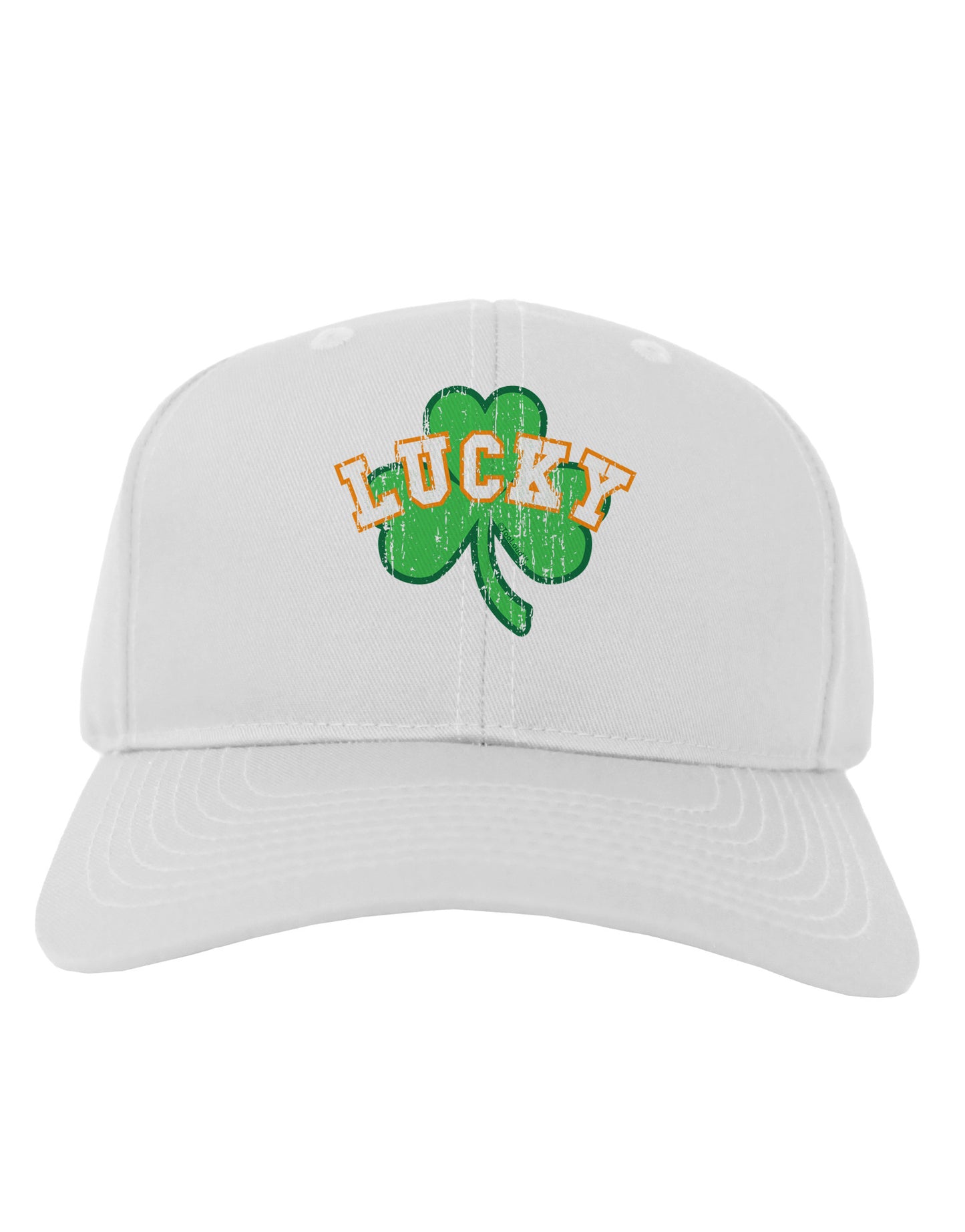 Lucky Shamrock Design Distressed Adult Baseball Cap Hat by TooLoud-Baseball Cap-TooLoud-White-One Size-Davson Sales