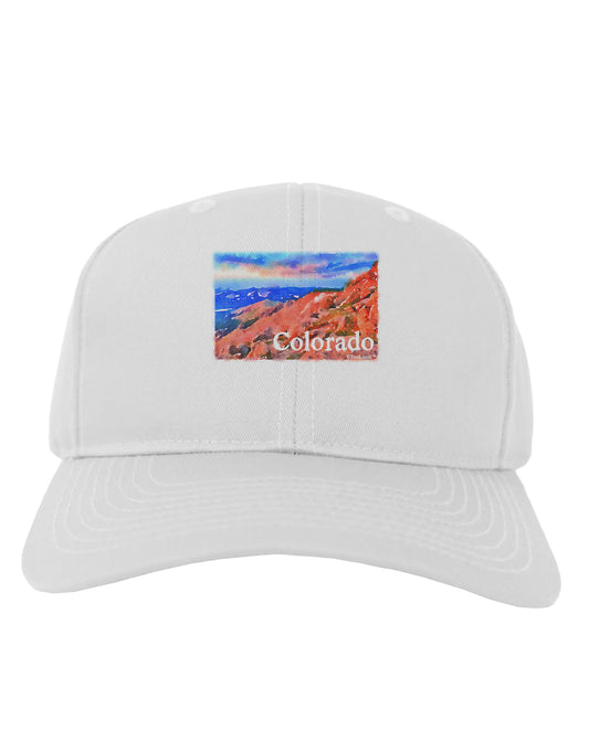 Colorado Mtn Sunset Soaked WaterColor Adult Baseball Cap Hat-Baseball Cap-TooLoud-White-One Size-Davson Sales