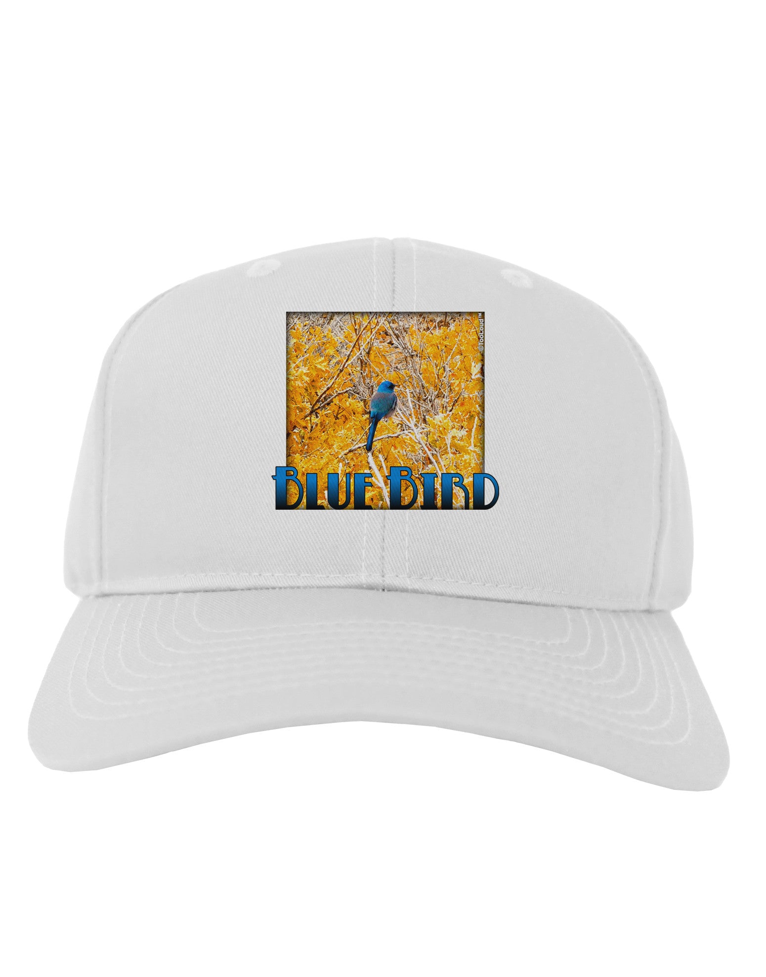 Blue Bird In Yellow Text Adult Baseball Cap Hat-Baseball Cap-TooLoud-White-One Size-Davson Sales