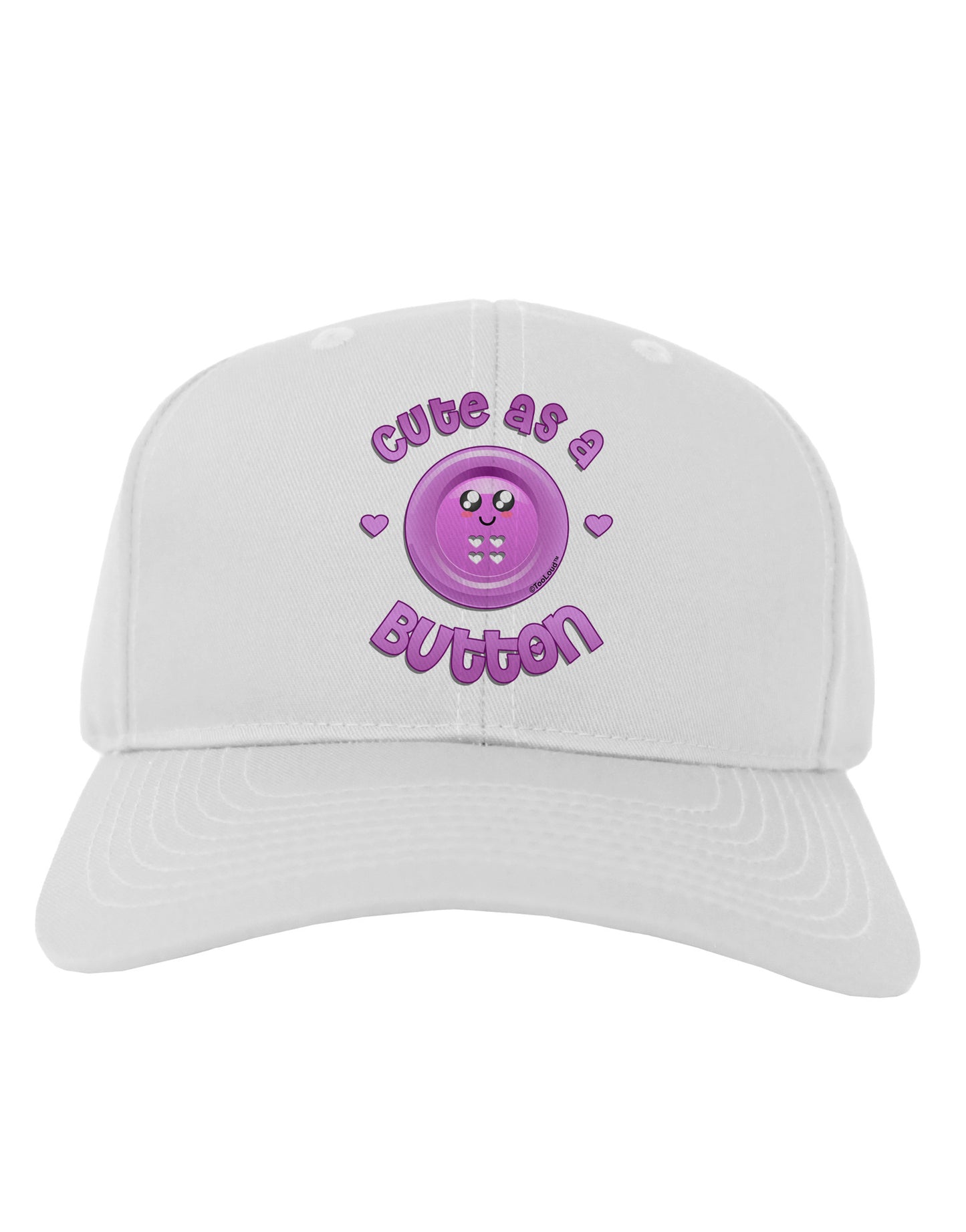 Cute As A Button Smiley Face Adult Baseball Cap Hat-Baseball Cap-TooLoud-White-One Size-Davson Sales