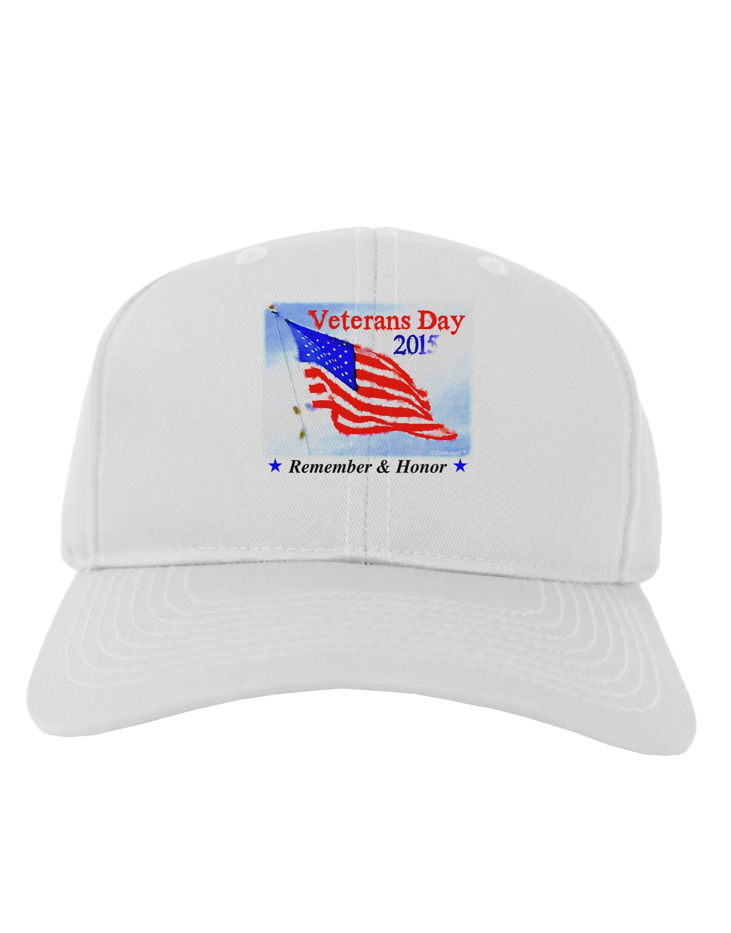 Veterans Day 2015 WaterColor Adult Baseball Cap Hat-Baseball Cap-TooLoud-White-One Size-Davson Sales