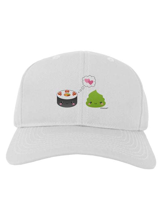 Cute Sushi and Wasabi Love Adult Baseball Cap Hat by TooLoud-Baseball Cap-TooLoud-White-One Size-Davson Sales