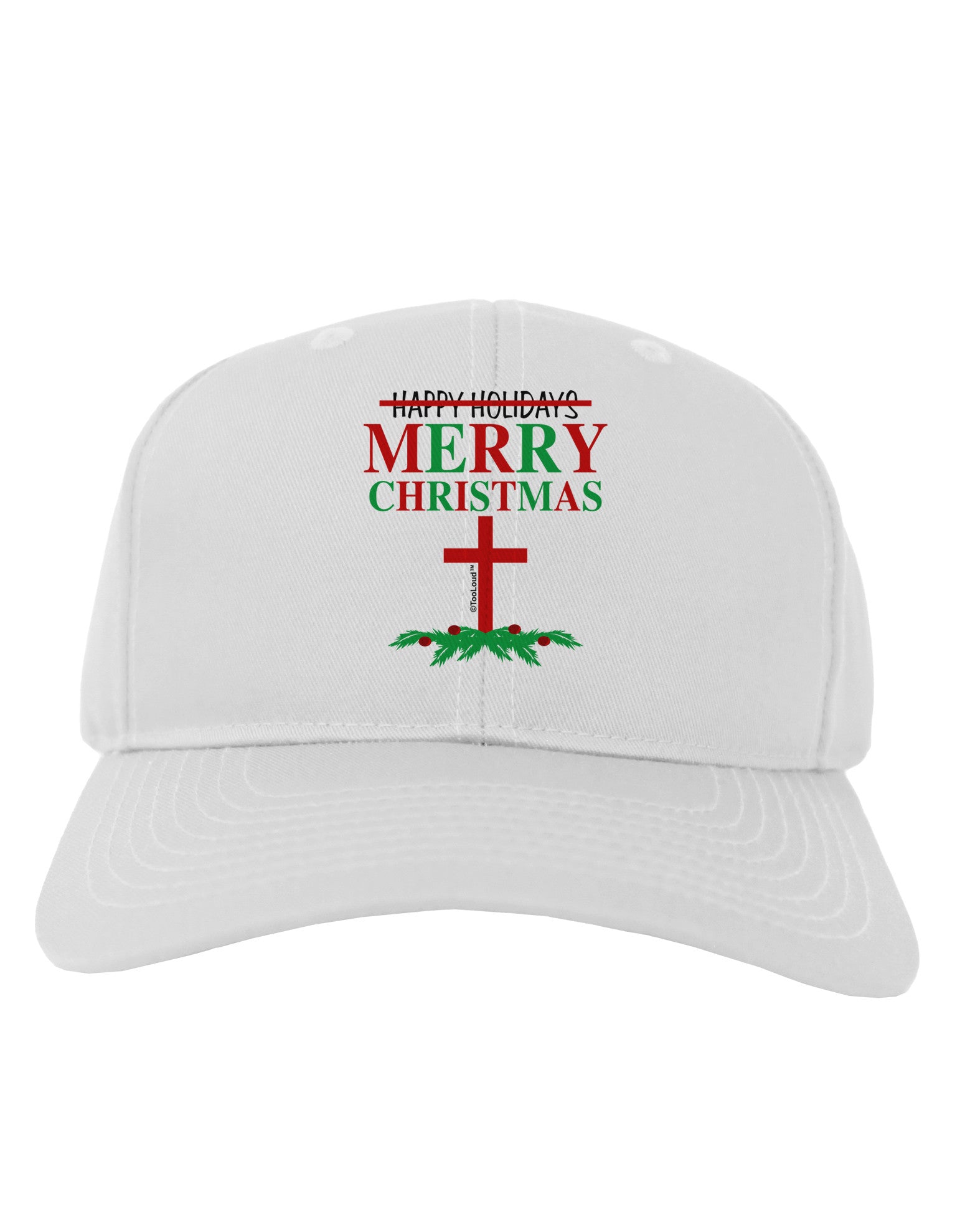 No Happy Holidays, Merry Christmas Adult Baseball Cap Hat-Baseball Cap-TooLoud-White-One Size-Davson Sales