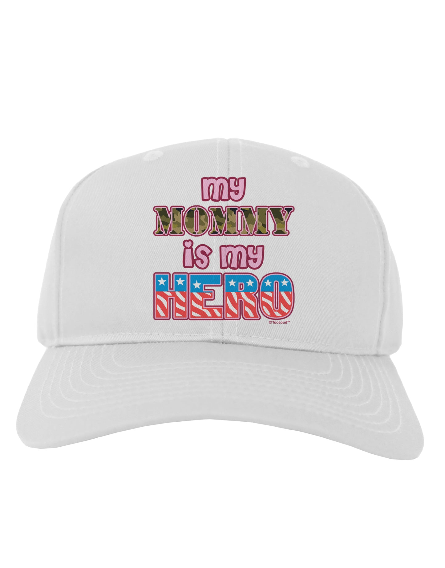 My Mommy is My Hero - Armed Forces - Pink Adult Baseball Cap Hat by TooLoud-Baseball Cap-TooLoud-White-One Size-Davson Sales