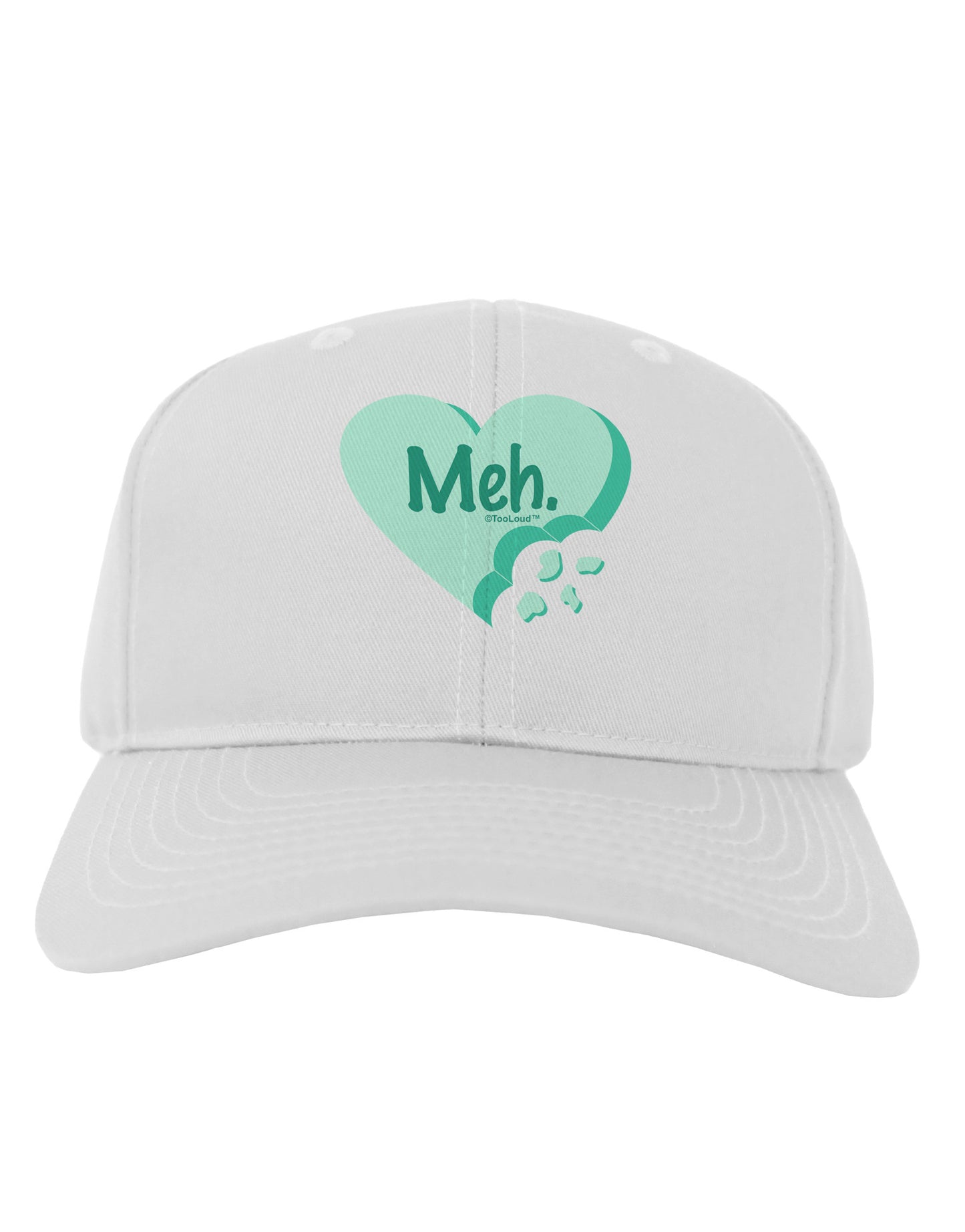 Meh Candy Heart Green - Valentines Day Adult Baseball Cap Hat by TooLoud-Baseball Cap-TooLoud-White-One Size-Davson Sales