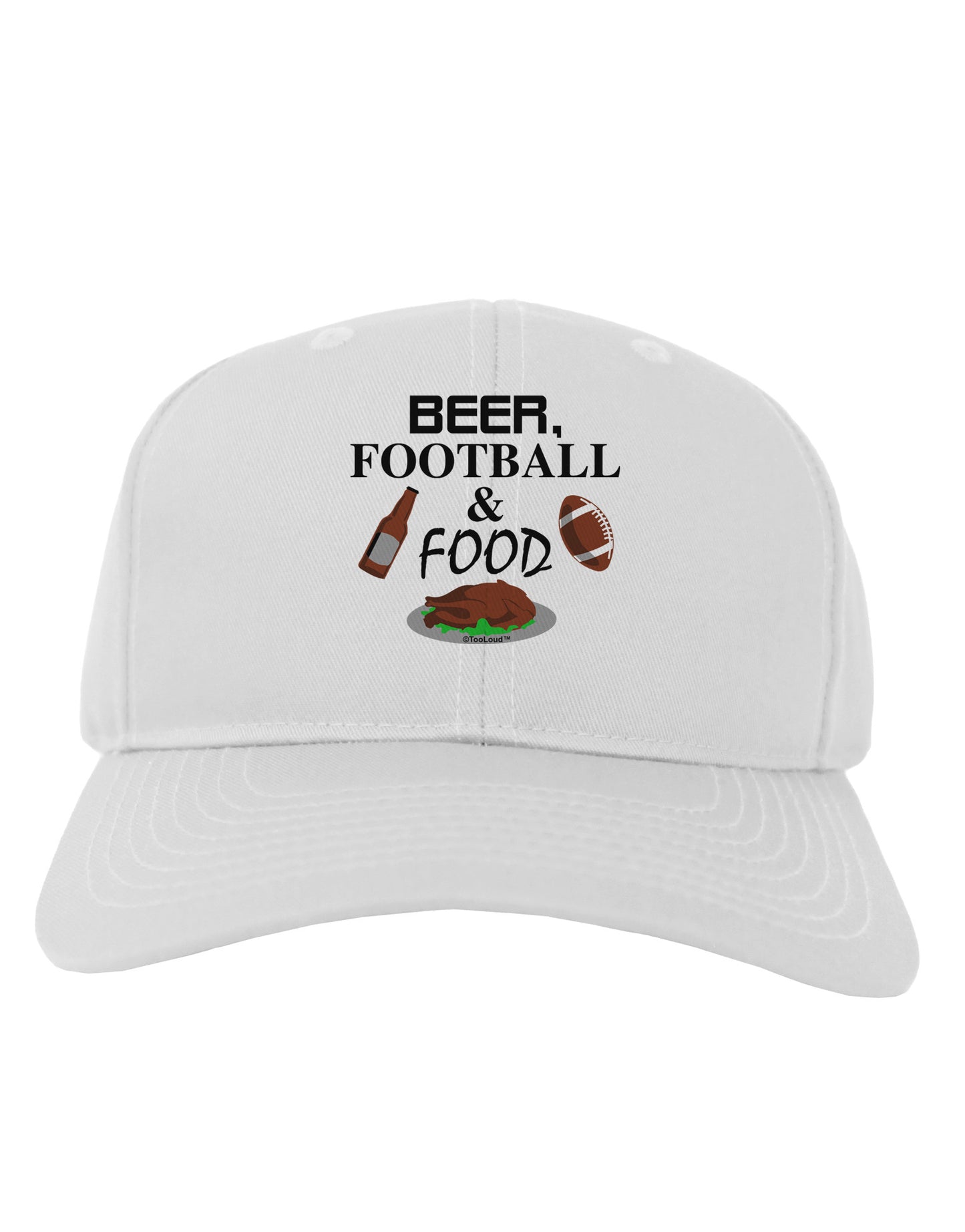 Beer Football Food Adult Baseball Cap Hat-Baseball Cap-TooLoud-White-One Size-Davson Sales