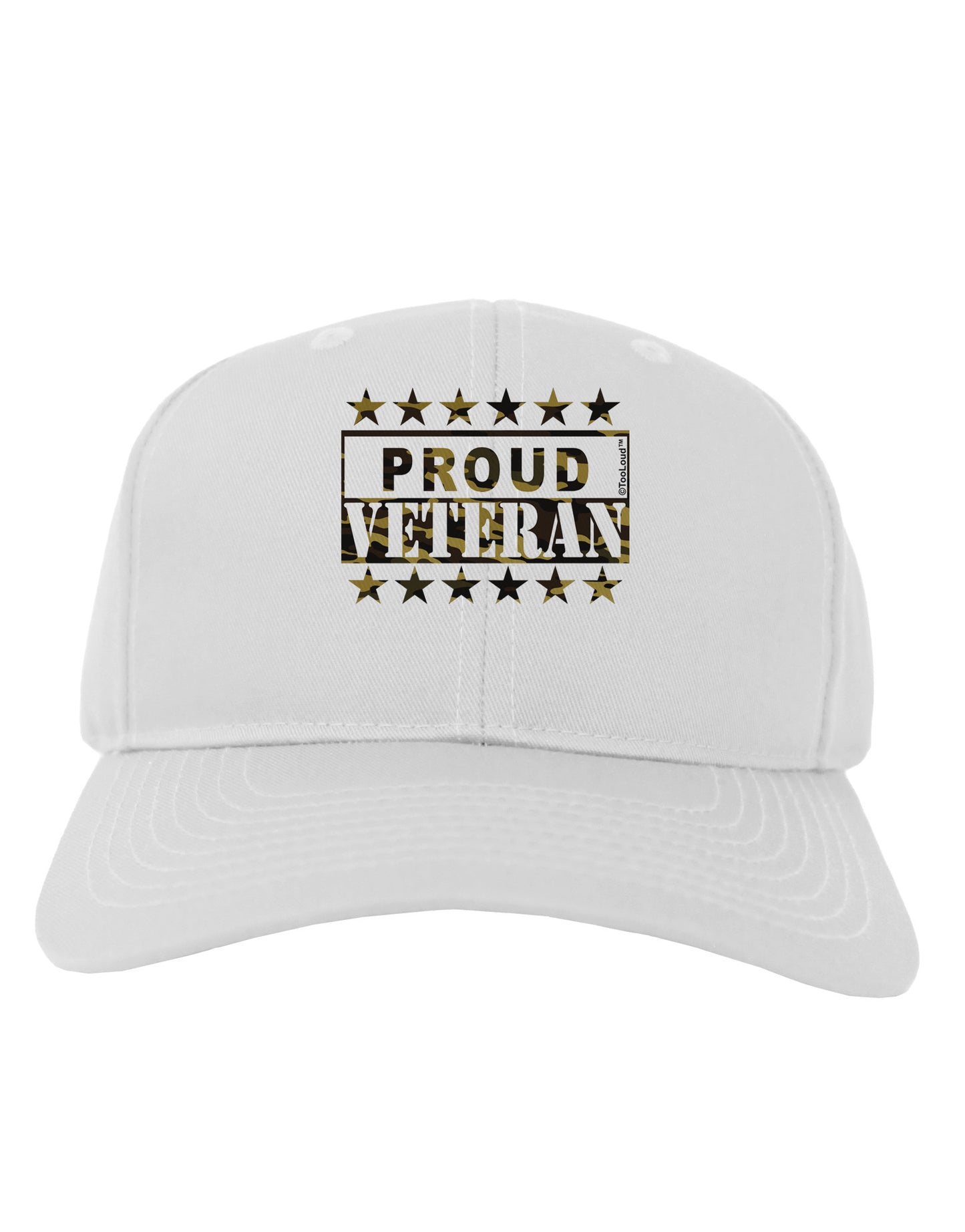 Proud Veteran Camo Adult Baseball Cap Hat-Baseball Cap-TooLoud-White-One Size-Davson Sales