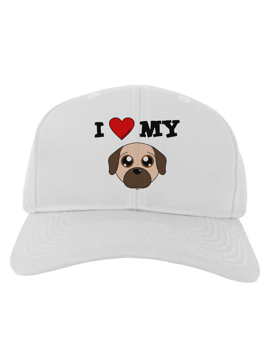 I Heart My - Cute Pug Dog - Fawn Adult Baseball Cap Hat by TooLoud-Baseball Cap-TooLoud-White-One Size-Davson Sales