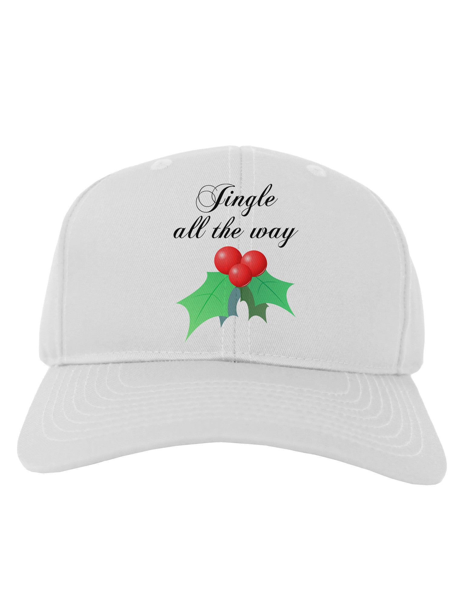 Jingle All the Way - holly Adult Baseball Cap Hat-Baseball Cap-TooLoud-White-One Size-Davson Sales