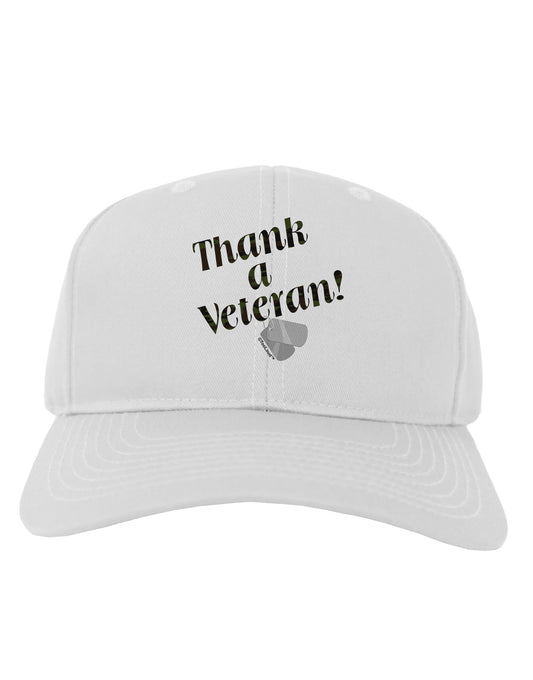Thank A Veteran Adult Baseball Cap Hat-Baseball Cap-TooLoud-White-One Size-Davson Sales