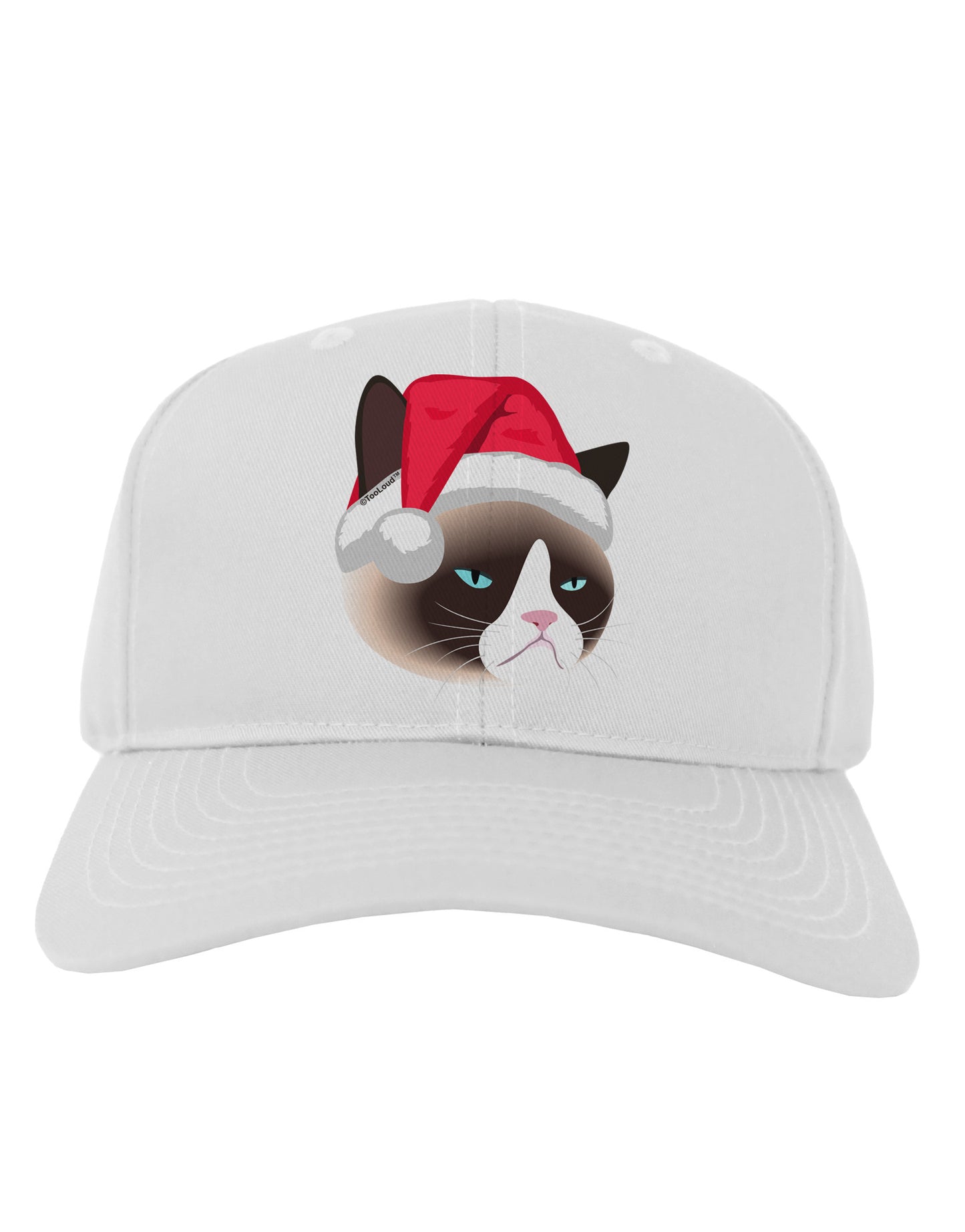 Santa Hat Disgruntled Siamese Cat Adult Baseball Cap Hat by-Baseball Cap-TooLoud-White-One Size-Davson Sales