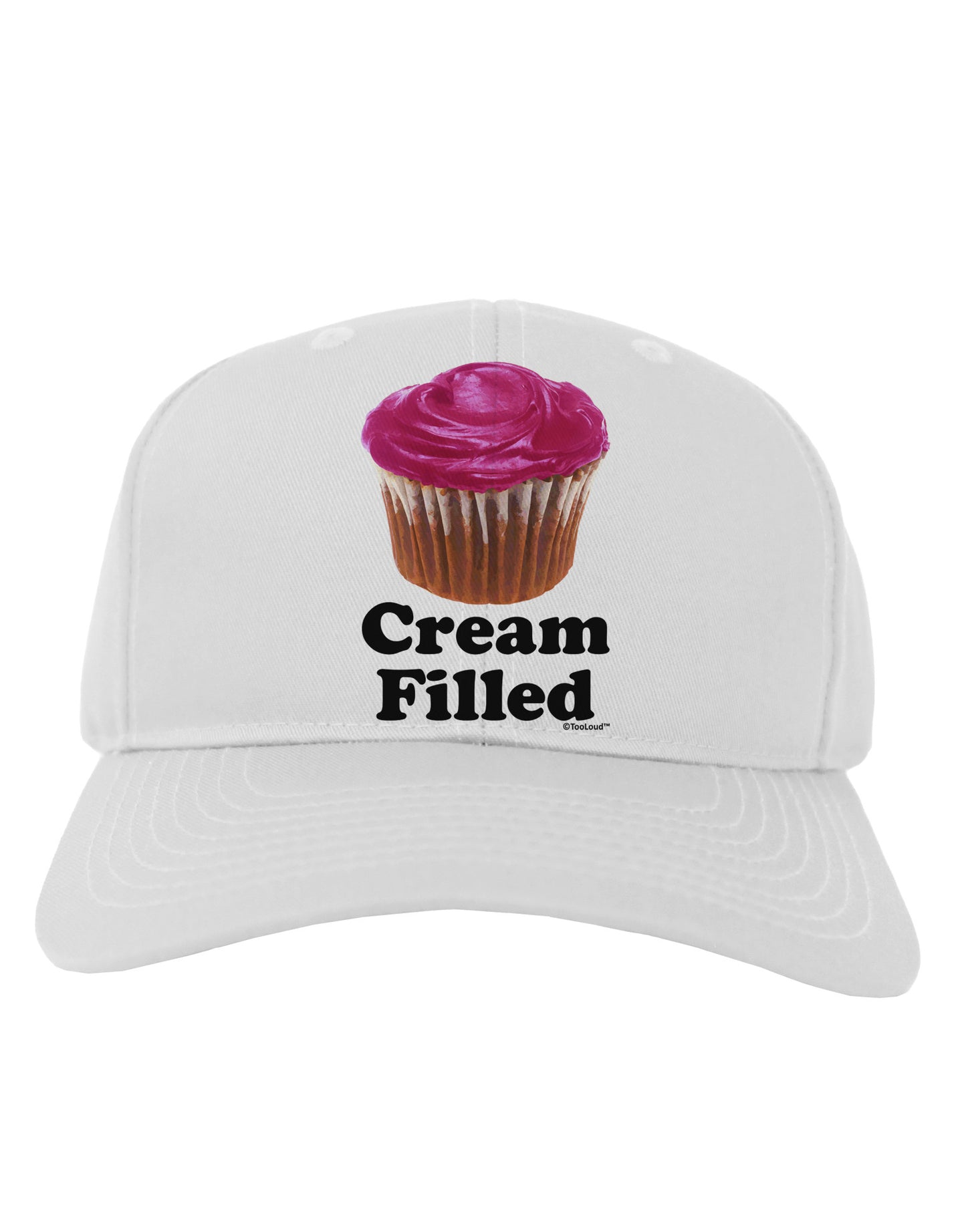 Cream Filled Pink Cupcake Design Adult Baseball Cap Hat by TooLoud-Baseball Cap-TooLoud-White-One Size-Davson Sales