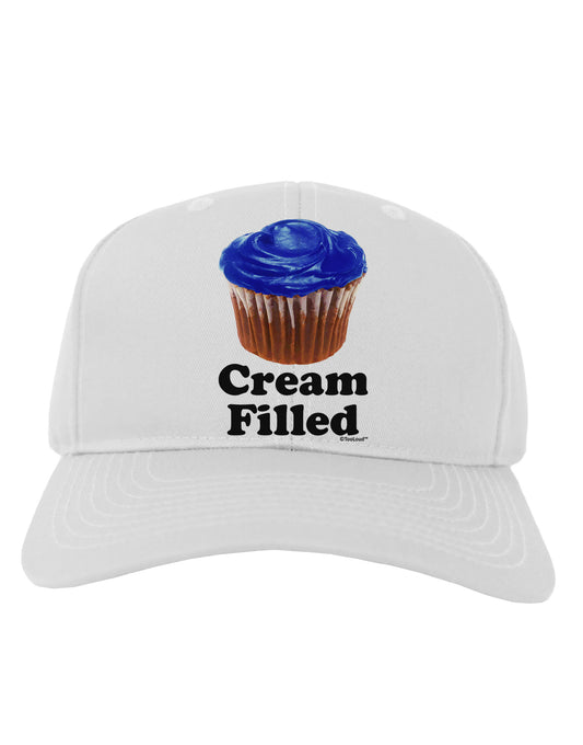 Cream Filled Blue Cupcake Design Adult Baseball Cap Hat by TooLoud-Baseball Cap-TooLoud-White-One Size-Davson Sales
