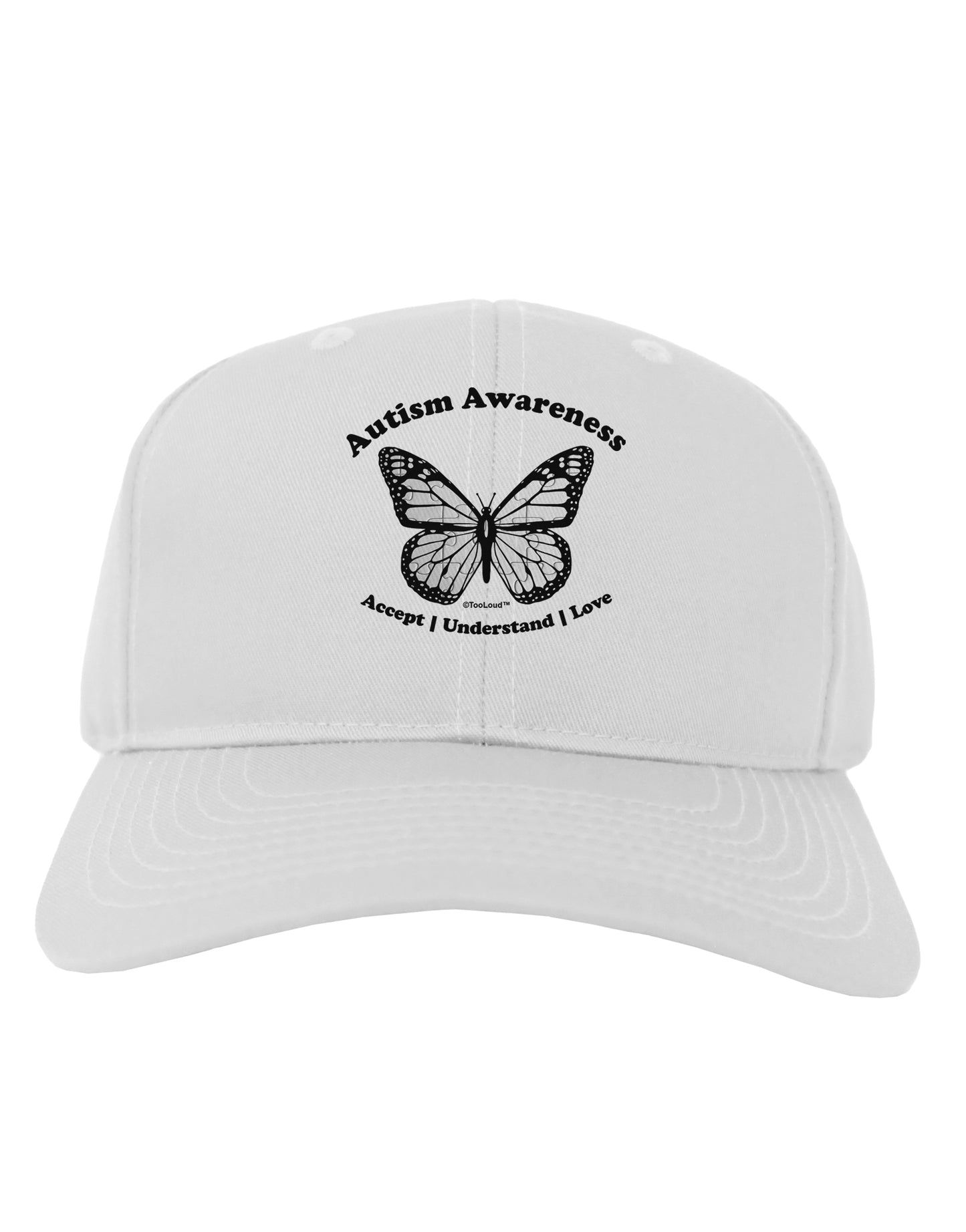Autism Awareness - Puzzle Piece Butterfly 2 Adult Baseball Cap Hat-Baseball Cap-TooLoud-White-One Size-Davson Sales