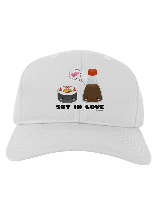 Cute Sushi and Soy Sauce - Soy In Love Adult Baseball Cap Hat by TooLoud-Baseball Cap-TooLoud-White-One Size-Davson Sales