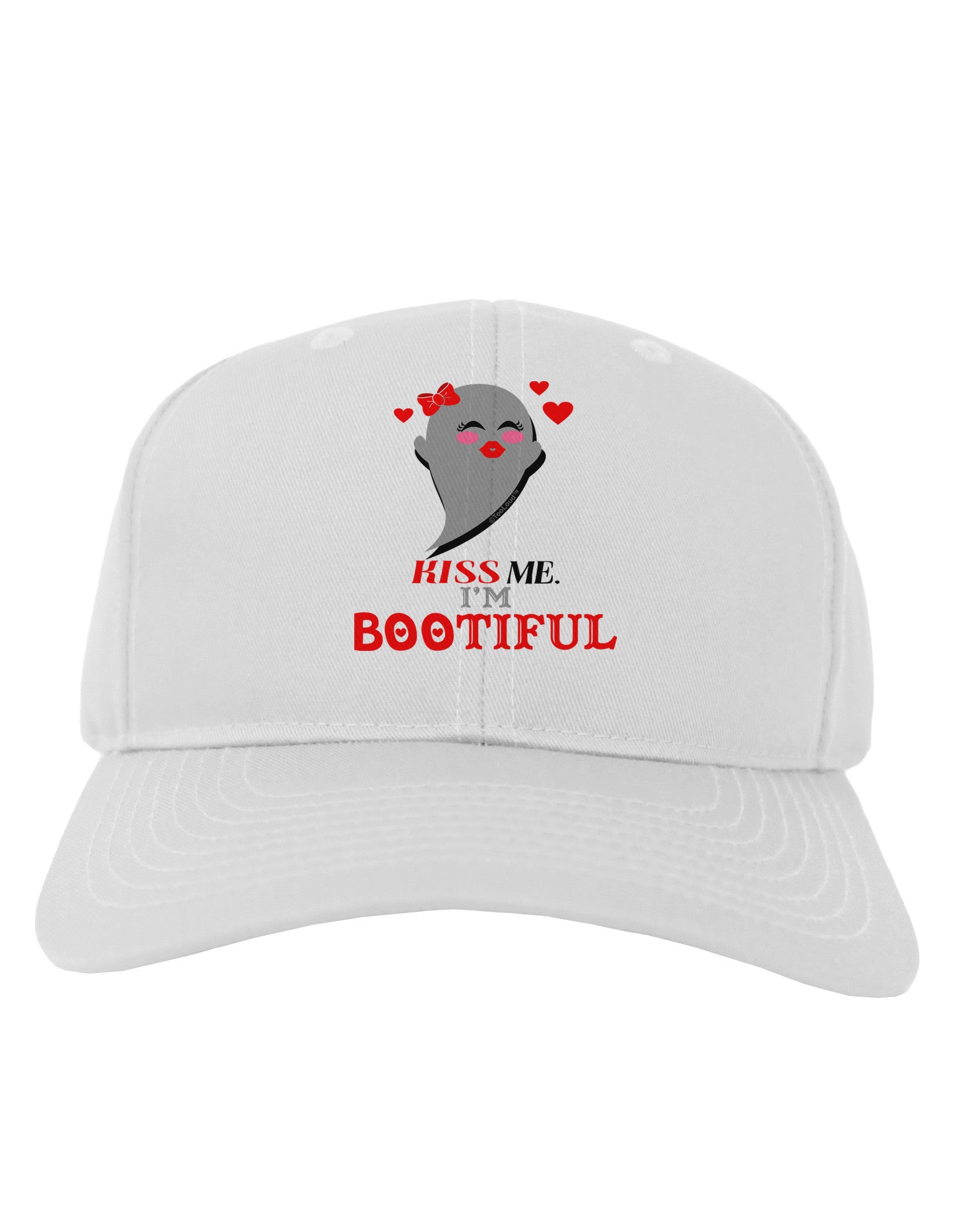 Kiss Me BOOtiful Ghost Red Adult Baseball Cap Hat-Baseball Cap-TooLoud-White-One Size-Davson Sales