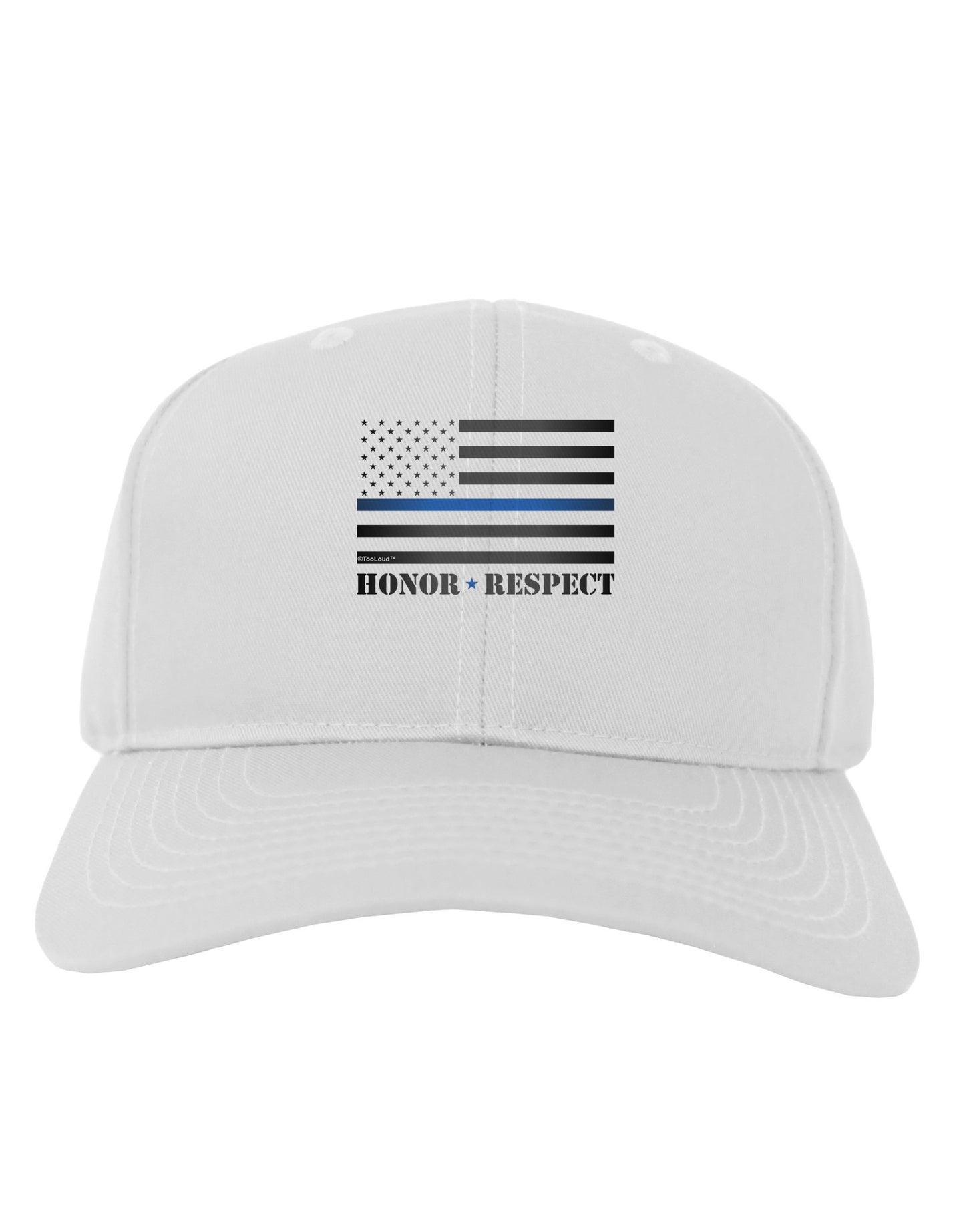 Honor Respect Blue Line Adult Baseball Cap Hat-Baseball Cap-TooLoud-White-One Size-Davson Sales