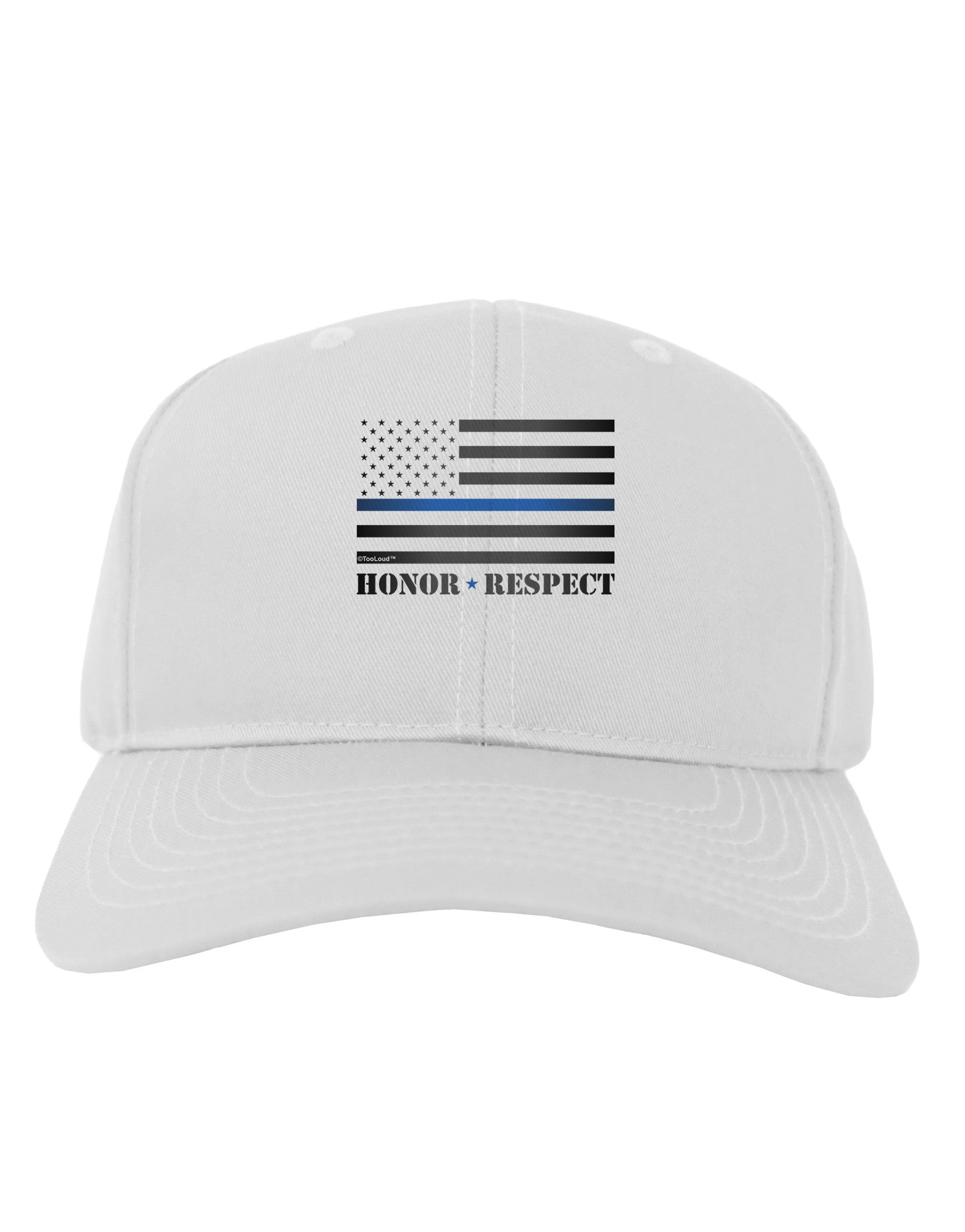 Honor Respect Blue Line Adult Baseball Cap Hat-Baseball Cap-TooLoud-White-One Size-Davson Sales