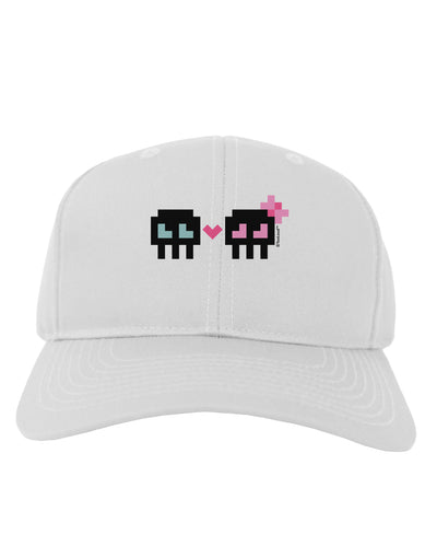 8-Bit Skull Love - Boy and Girl Adult Baseball Cap Hat-Baseball Cap-TooLoud-White-One Size-Davson Sales