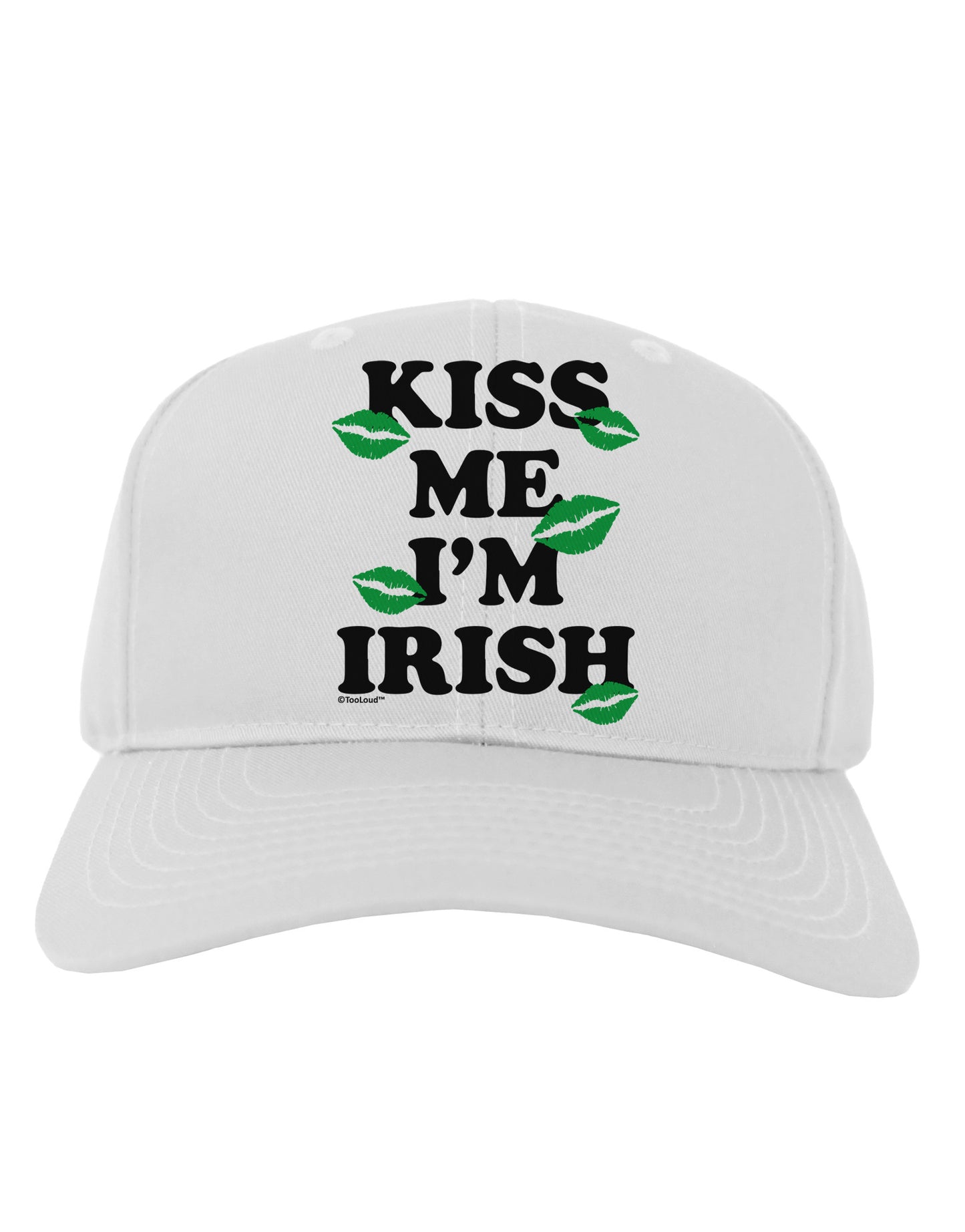Kiss Me I'm Irish - Green Kisses Adult Baseball Cap Hat by TooLoud-Baseball Cap-TooLoud-White-One Size-Davson Sales