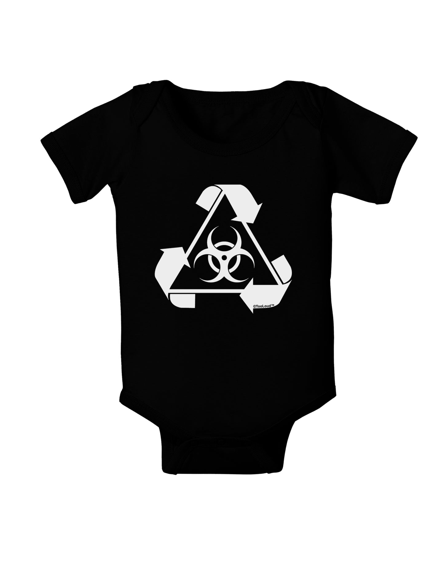 Recycle Biohazard Sign Black and White Baby Bodysuit Dark by TooLoud-Baby Romper-TooLoud-Black-06-Months-Davson Sales