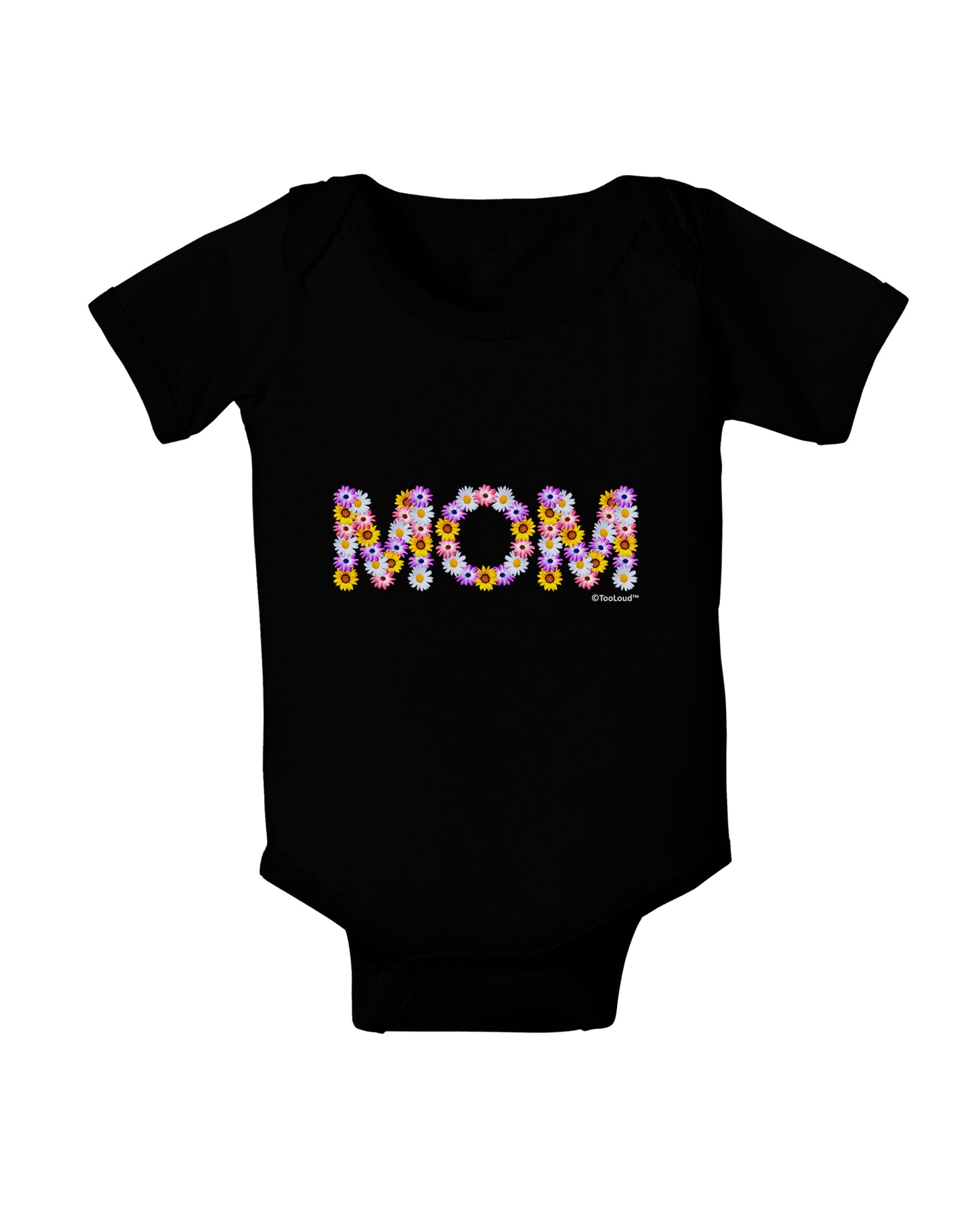 Mom Flowers Design Baby Bodysuit Dark by TooLoud-Baby Romper-TooLoud-Black-06-Months-Davson Sales