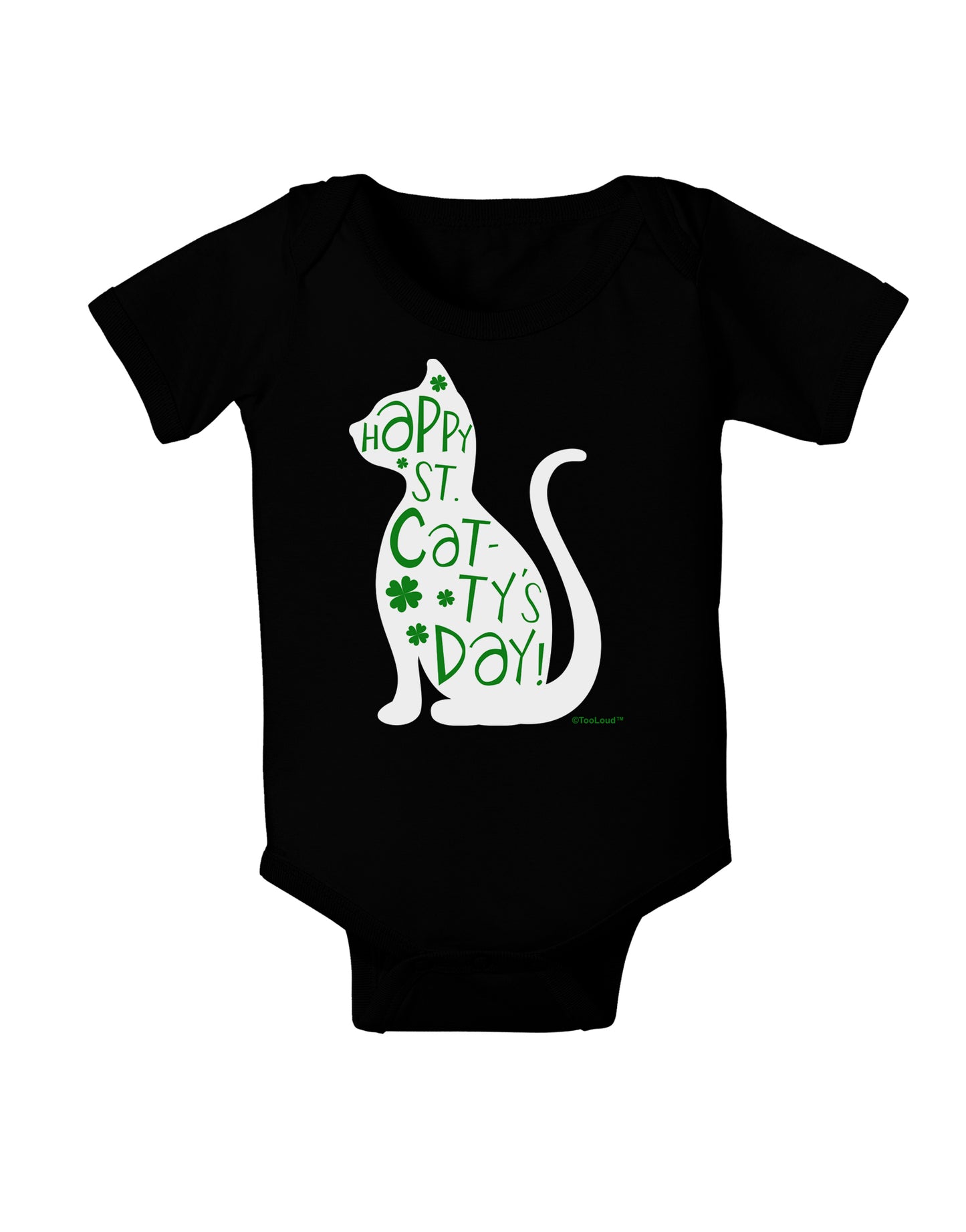 Happy St. Catty's Day - St. Patrick's Day Cat Baby Bodysuit Dark by TooLoud-Baby Romper-TooLoud-Black-06-Months-Davson Sales