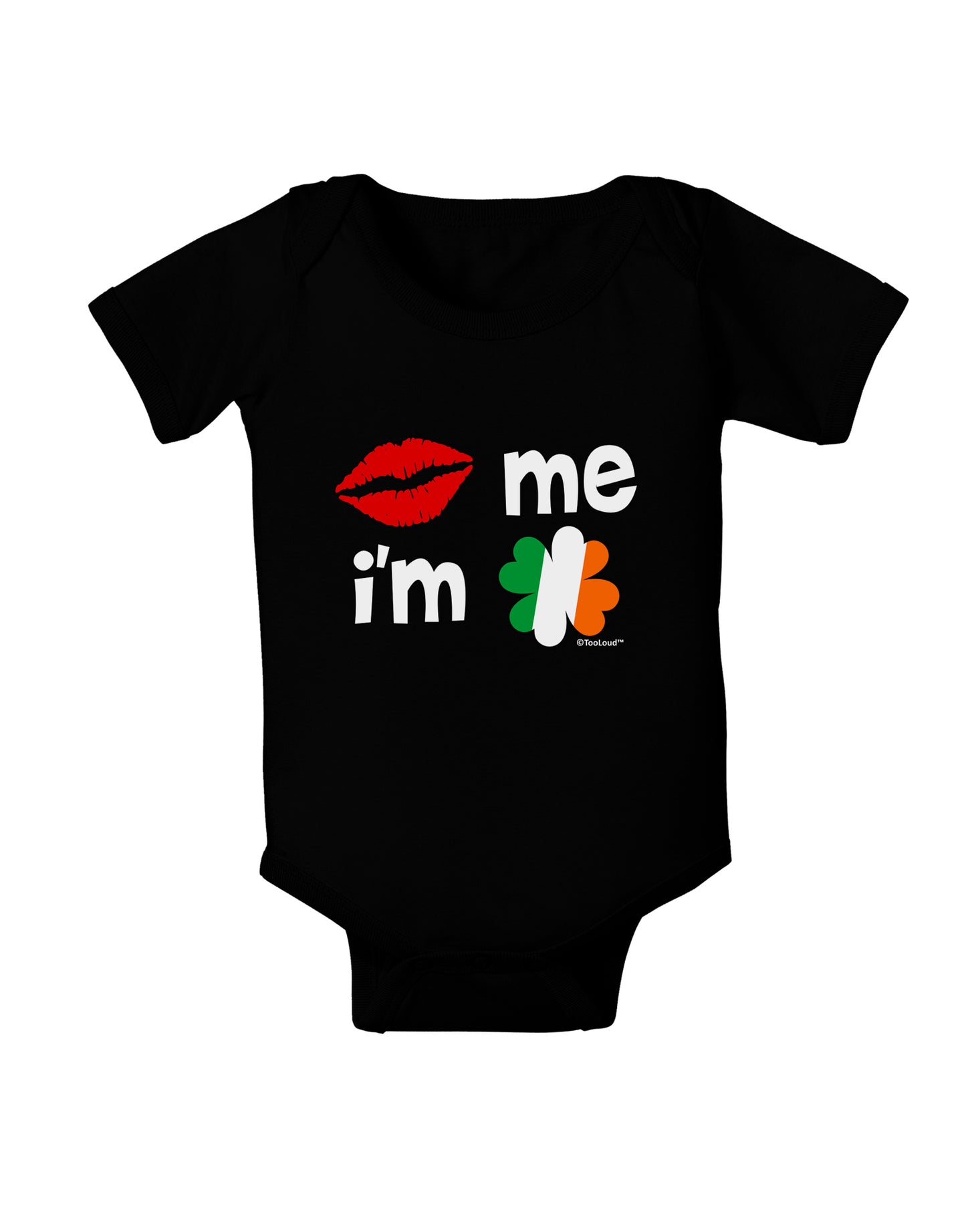 Kiss and Irish Flag Shamrock - Kiss Me I'm Irish Baby Bodysuit Dark by TooLoud-Baby Romper-TooLoud-Black-06-Months-Davson Sales