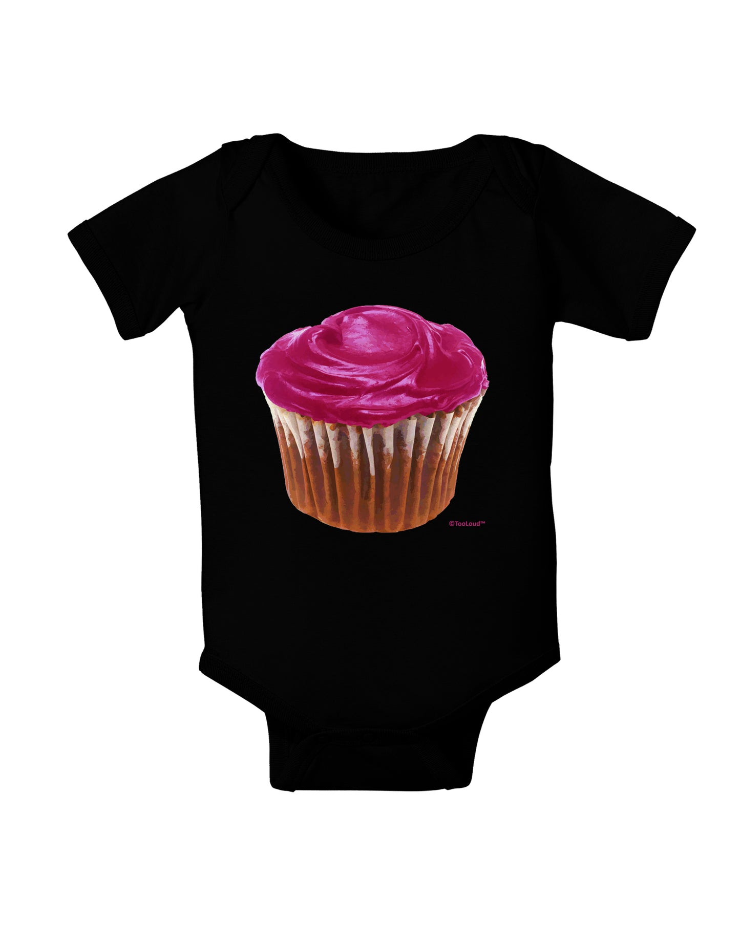 Giant Bright Pink Cupcake Baby Bodysuit Dark by TooLoud-Baby Romper-TooLoud-Black-06-Months-Davson Sales