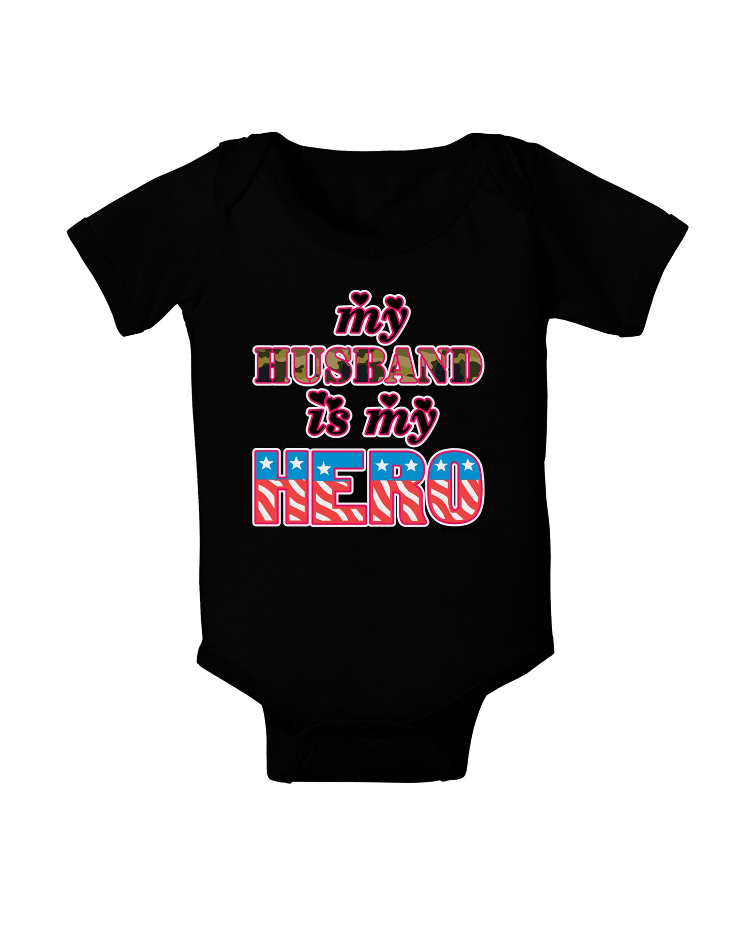 My Husband is My Hero - Armed Forces Baby Bodysuit Dark by TooLoud-Baby Romper-TooLoud-Black-06-Months-Davson Sales